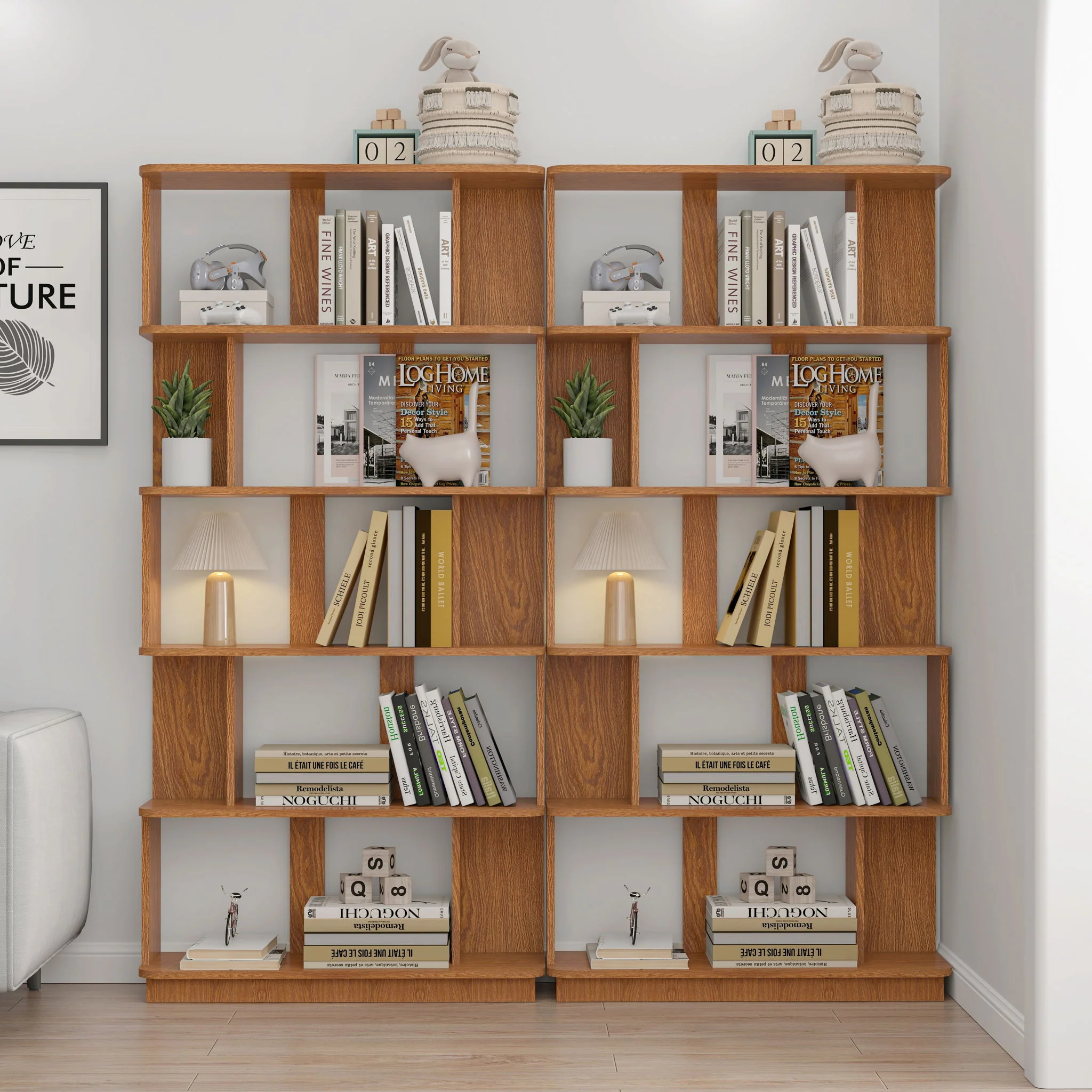 Modern 5 Tier Open Storage Bookcase - Image 5