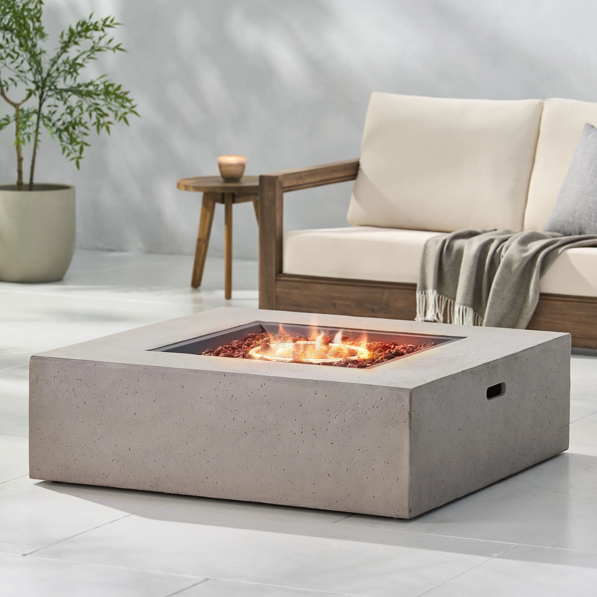 Modern 50, 000 Btu Square Fire Table With Propane Tank - Image 3