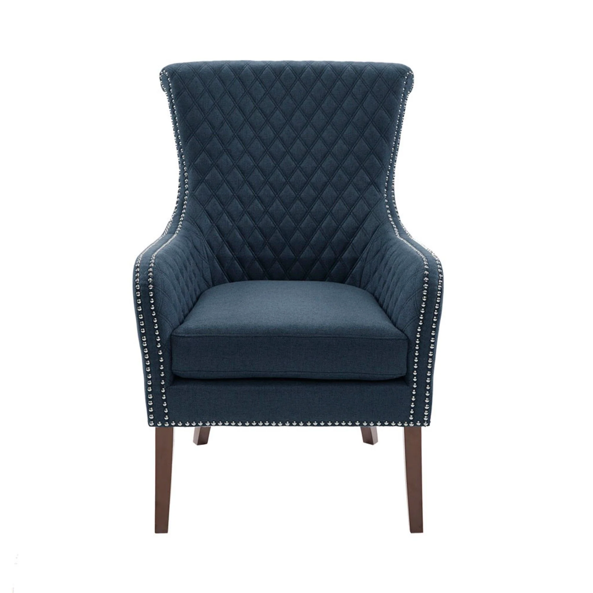 Accent Chair With Quilted Back And Silver Studs - Dark Blue - Image 4