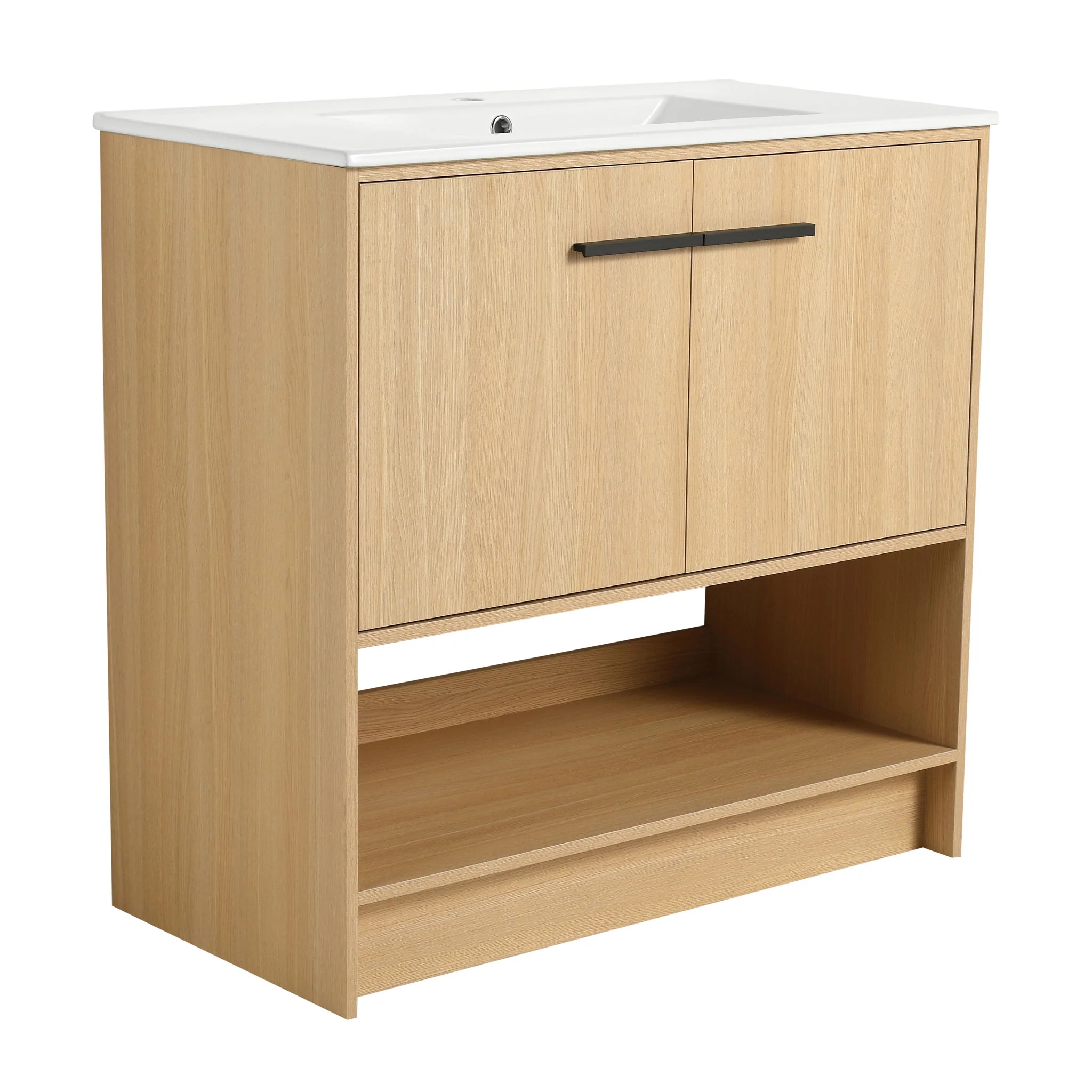 Modern Bathroom Vanity With Ceramic Sink, Freestanding Cabinet, Soft Closing Doors - Image 2