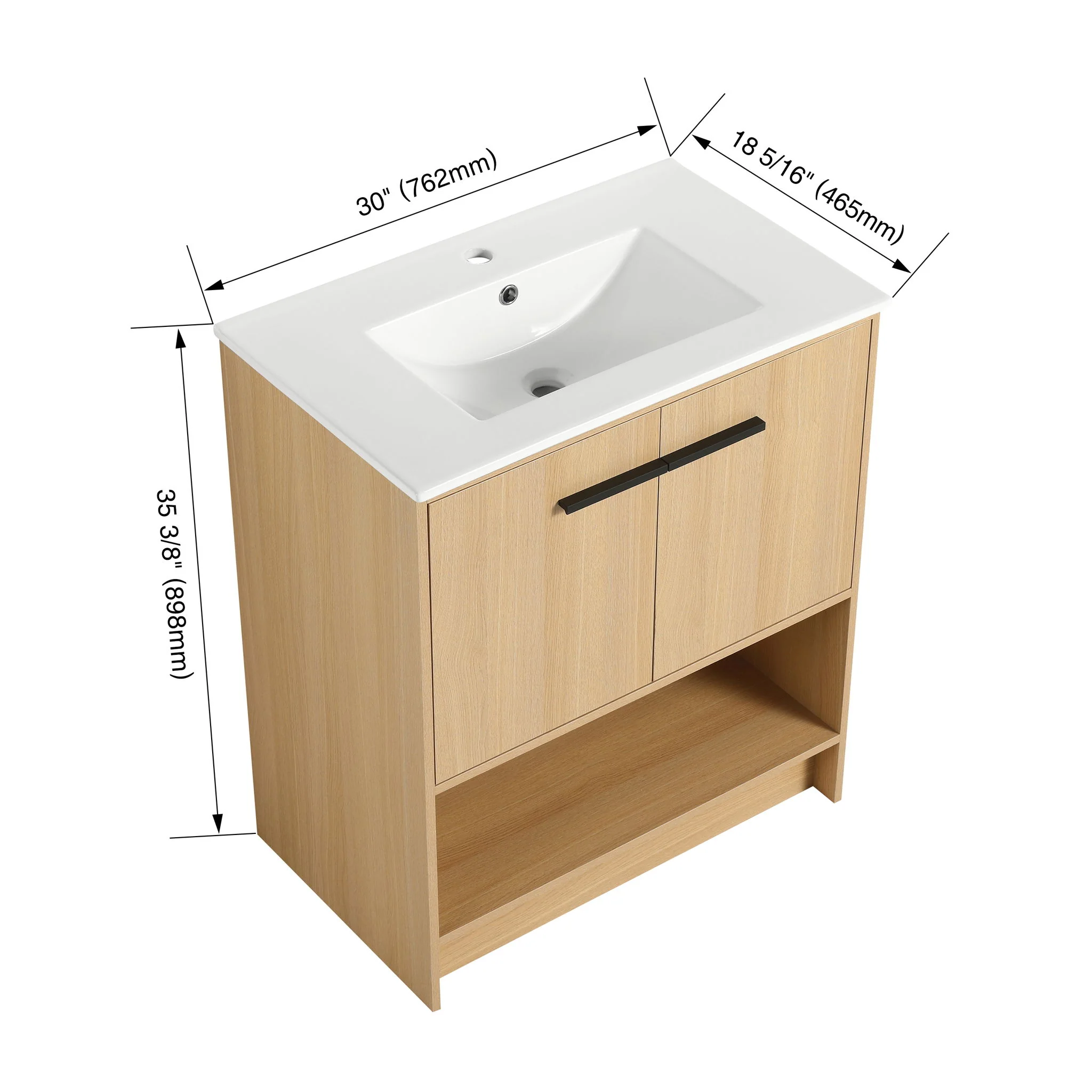 Modern Bathroom Vanity With Ceramic Sink, Freestanding Cabinet, Soft Closing Doors - Image 8