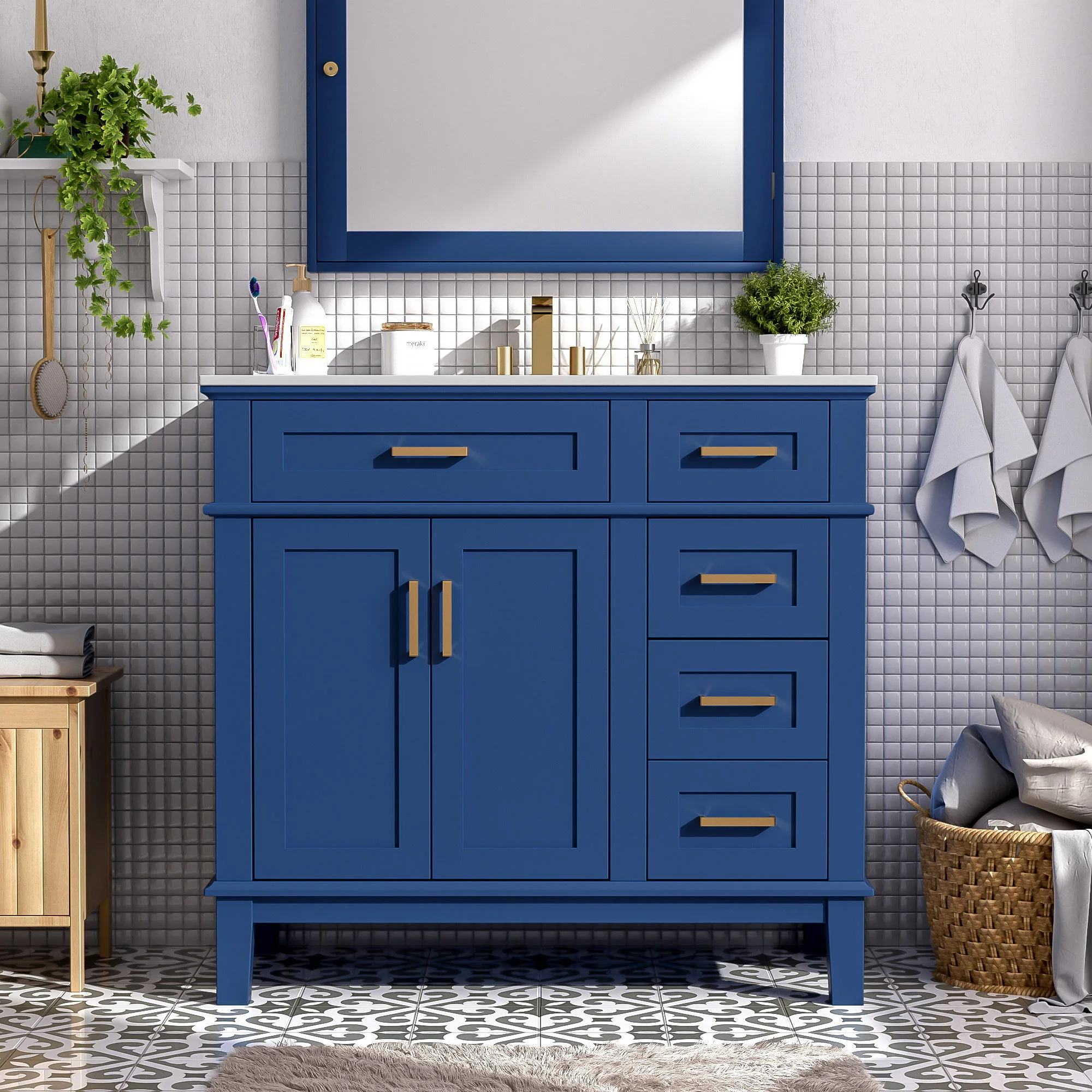 Modern Bathroom Vanity With Ceramic Sink, Soft Close Storage Cabinet - Image 18