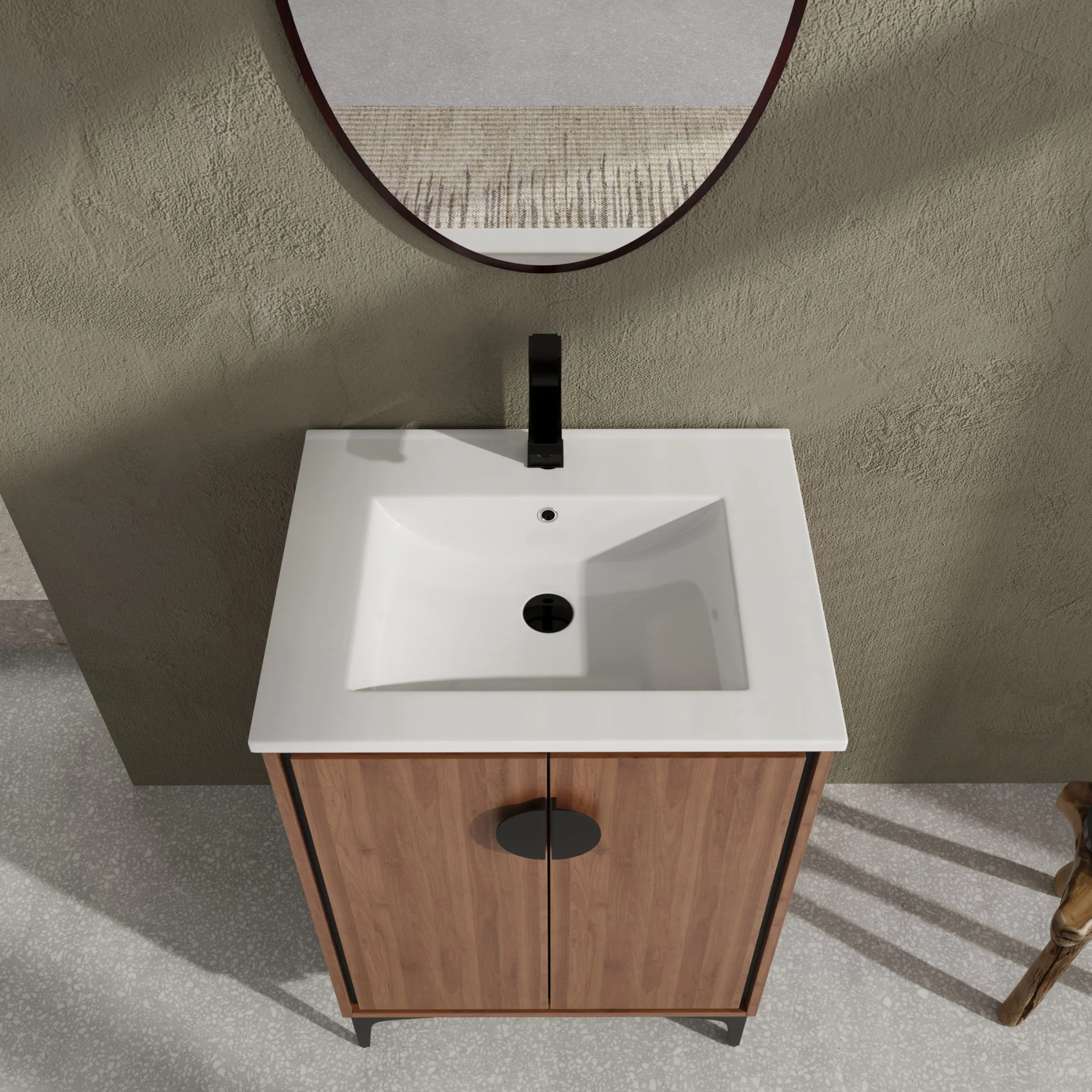 Modern Bathroom Vanity With Top Sink, Engineered Wood Storage Cabinet - Image 4