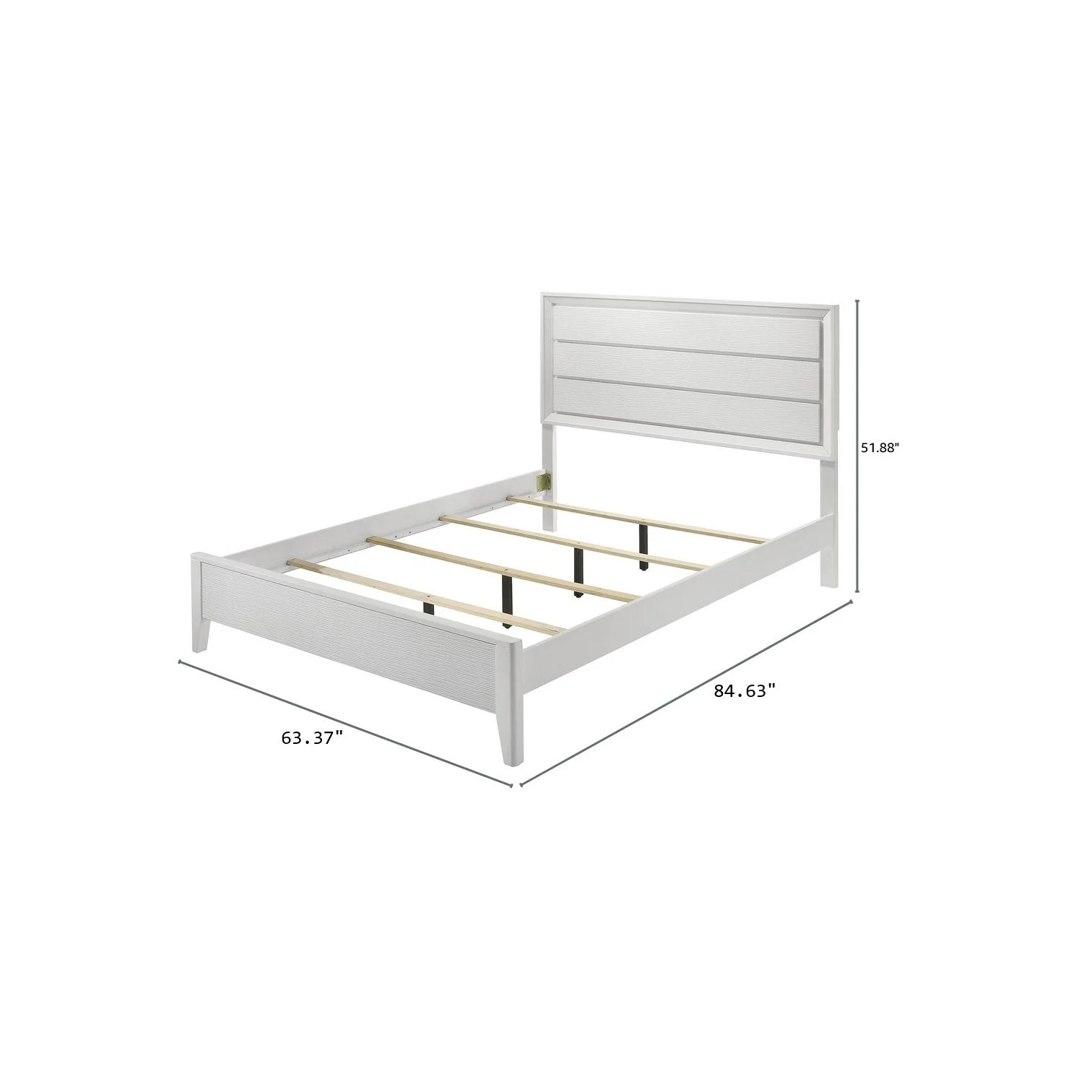 Modern Bed Frame With Wave Texture Headboard And Angled Legs - Image 4
