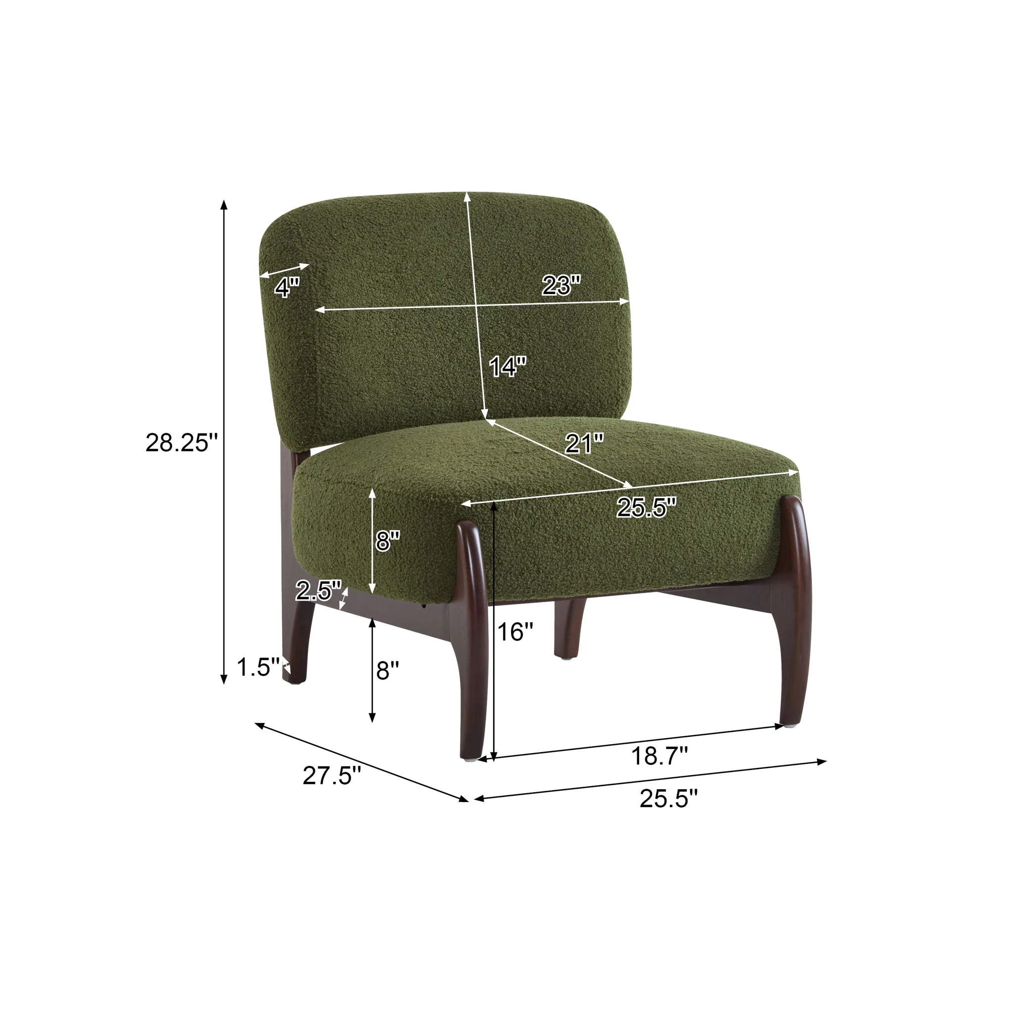 Modern Boucle Lounge Chair With Solid Wood Fram - Image 6