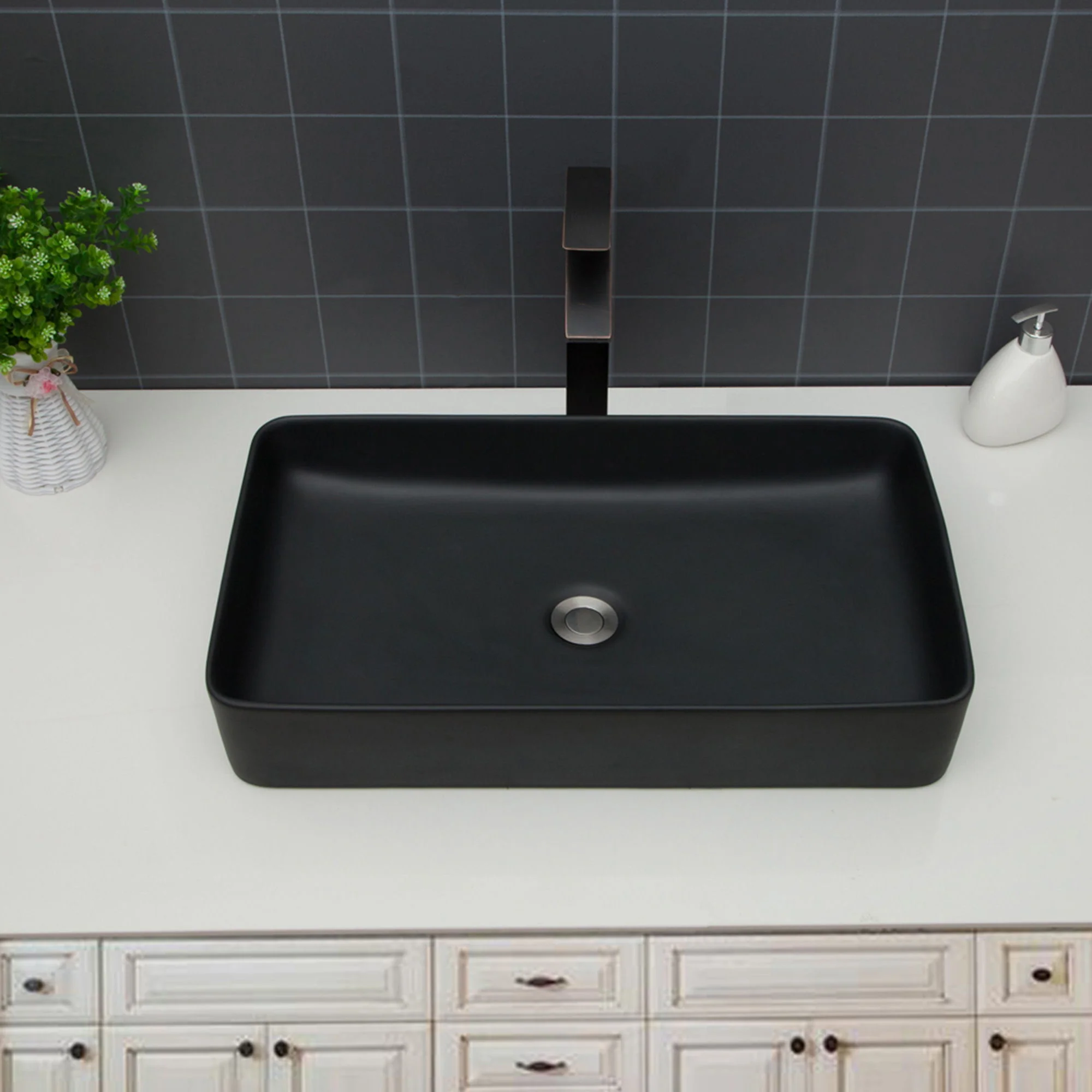 Modern Ceramic Rectangular Bathroom Vessel Sink With European Design - Image 3