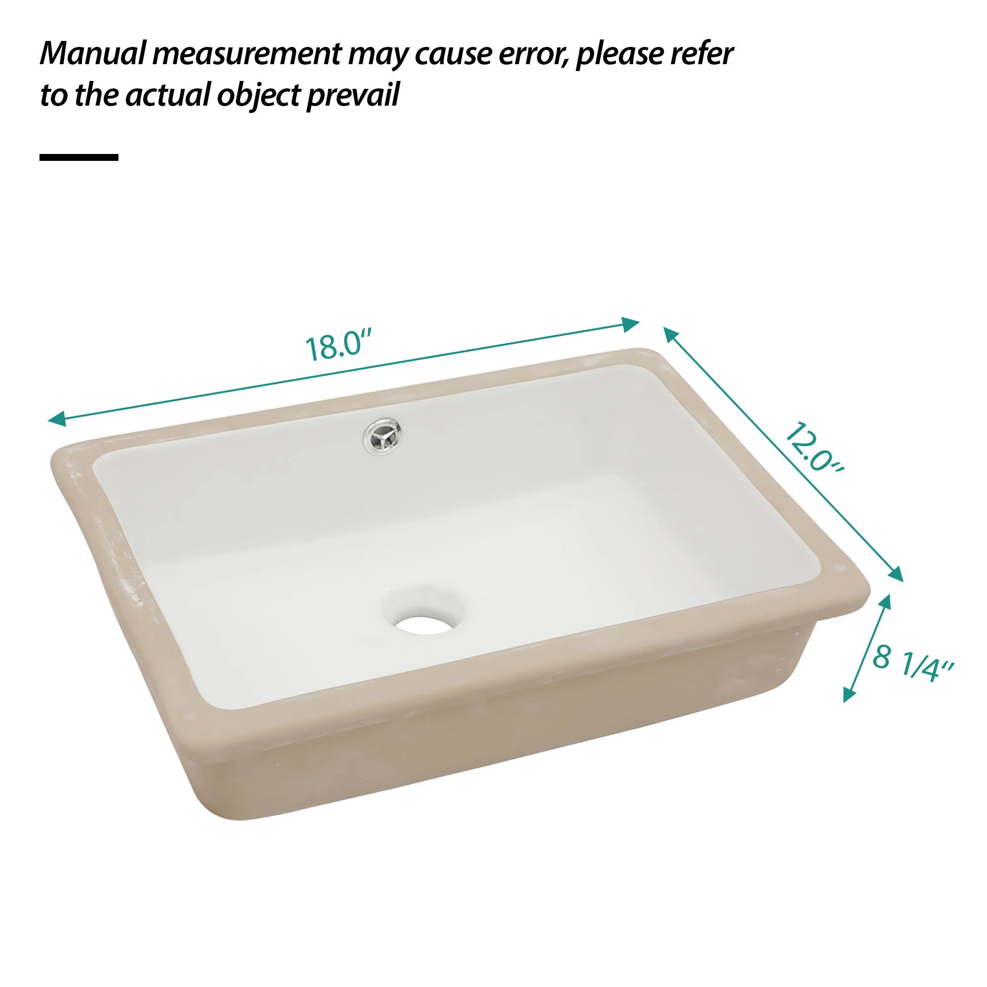 Modern Ceramic Rectangular Undermount Bathroom Sink With Overflow - Image 6