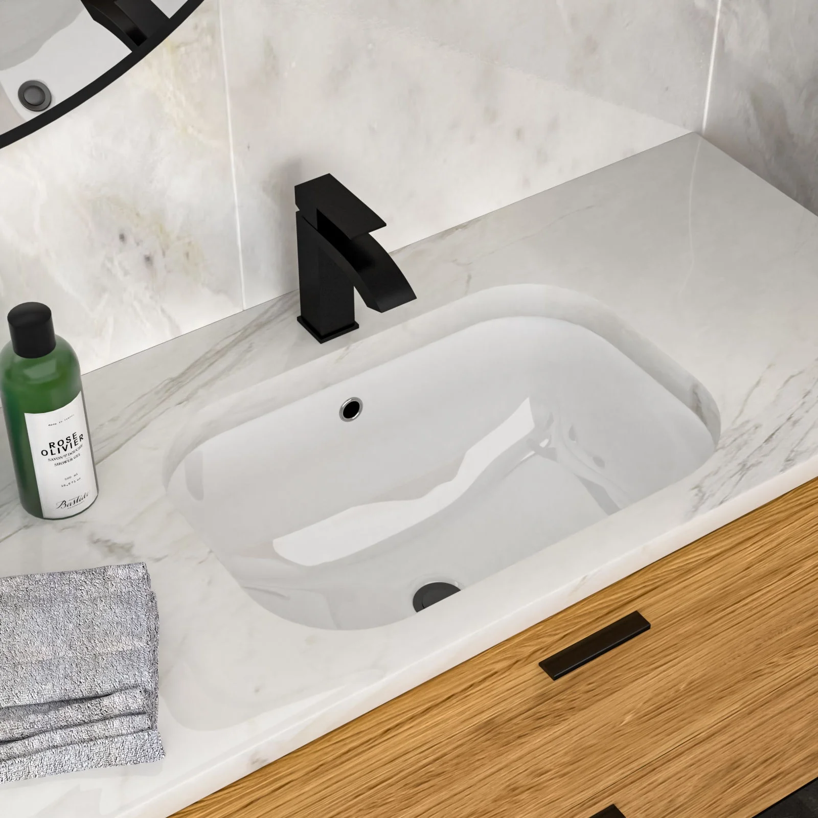 Modern Ceramic Undermount Bathroom Sink With Overflow, High Quality - Image 9