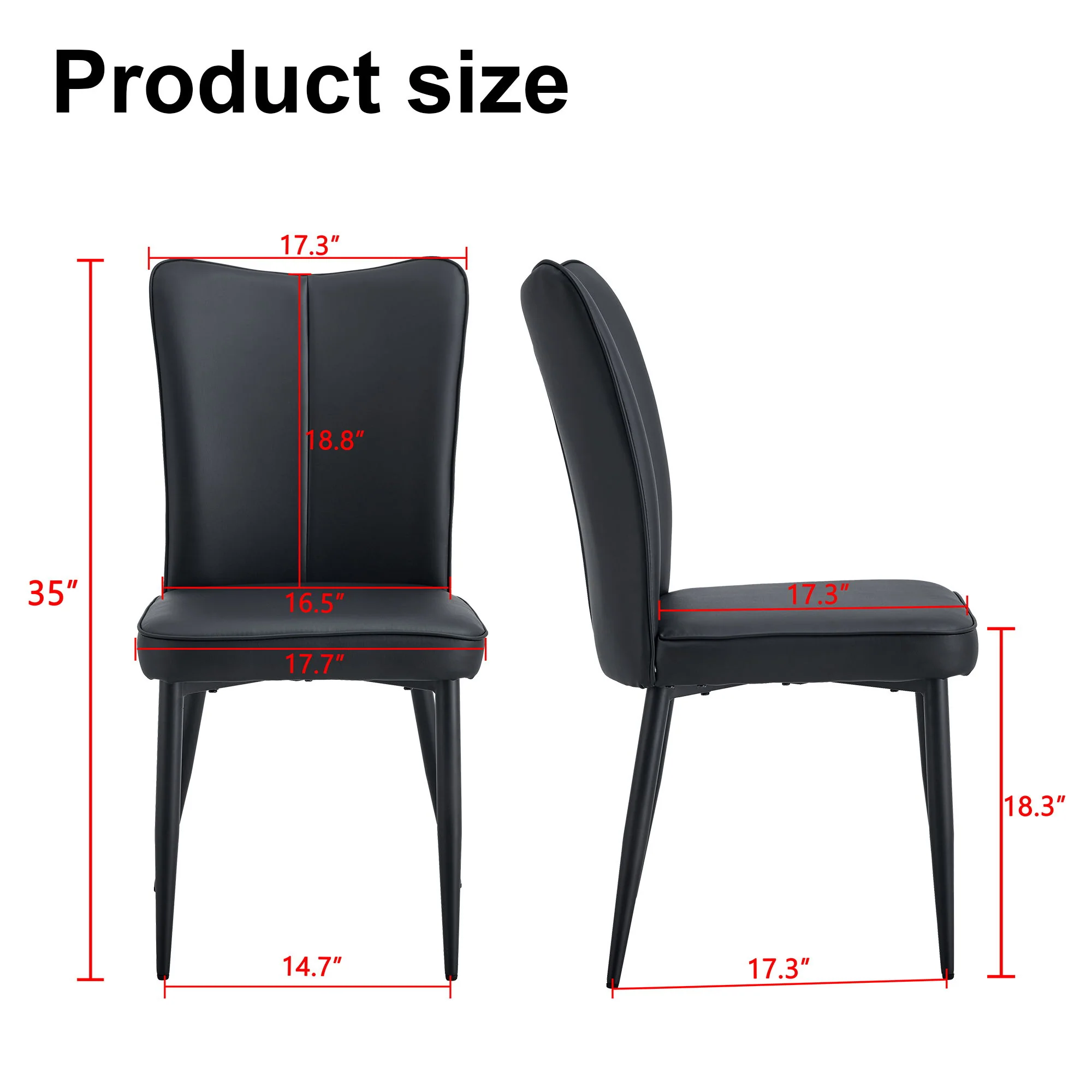 Modern Chair Set 4 Pieces With Vertical Backrest Design For Kitchen And Living Rooms - Black - Image 4
