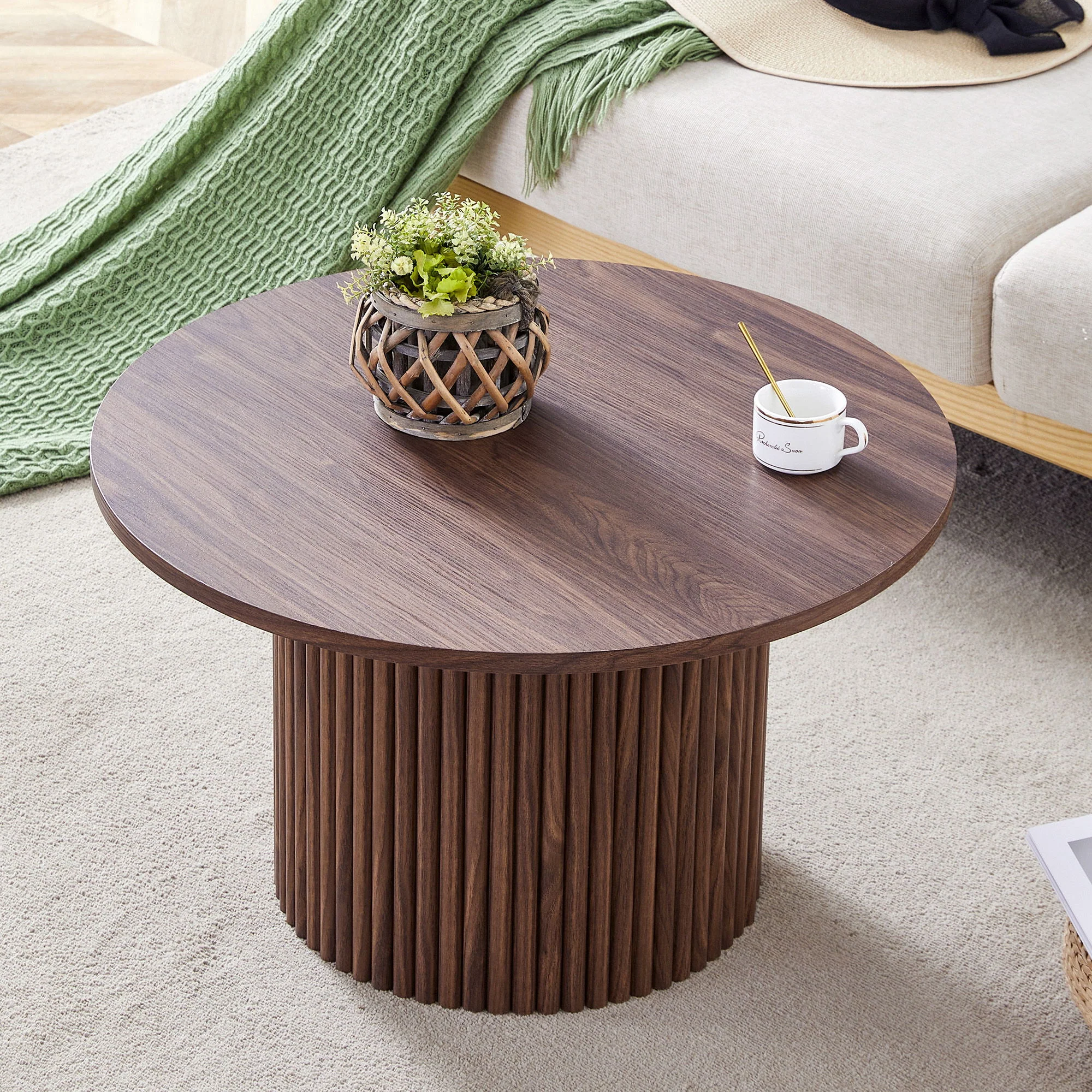 Modern Circular Coffee Table Cylindrical Design - Image 4