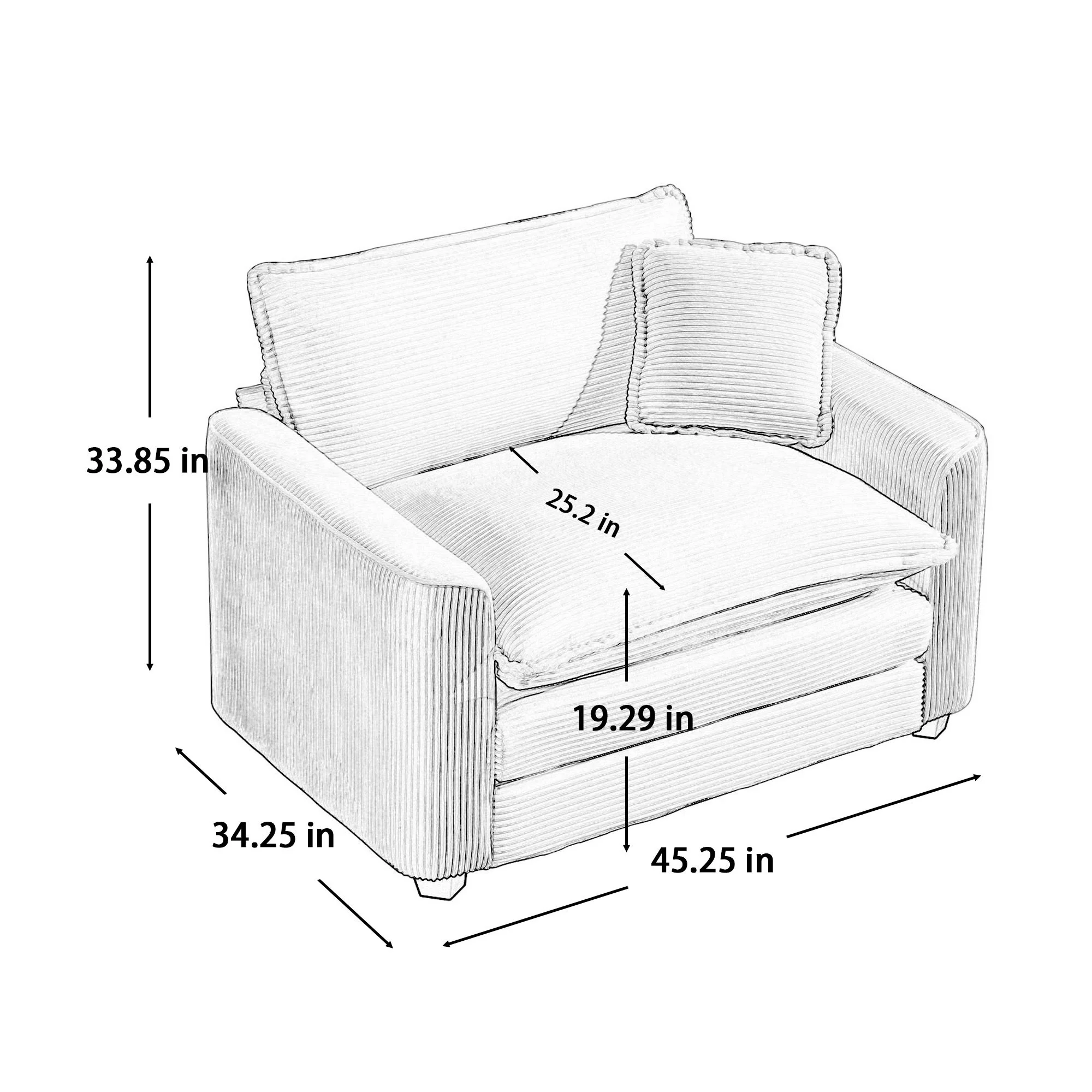 Modern Classic Fabric Single Chair Deep Seat Sofa With Pillow - Image 17