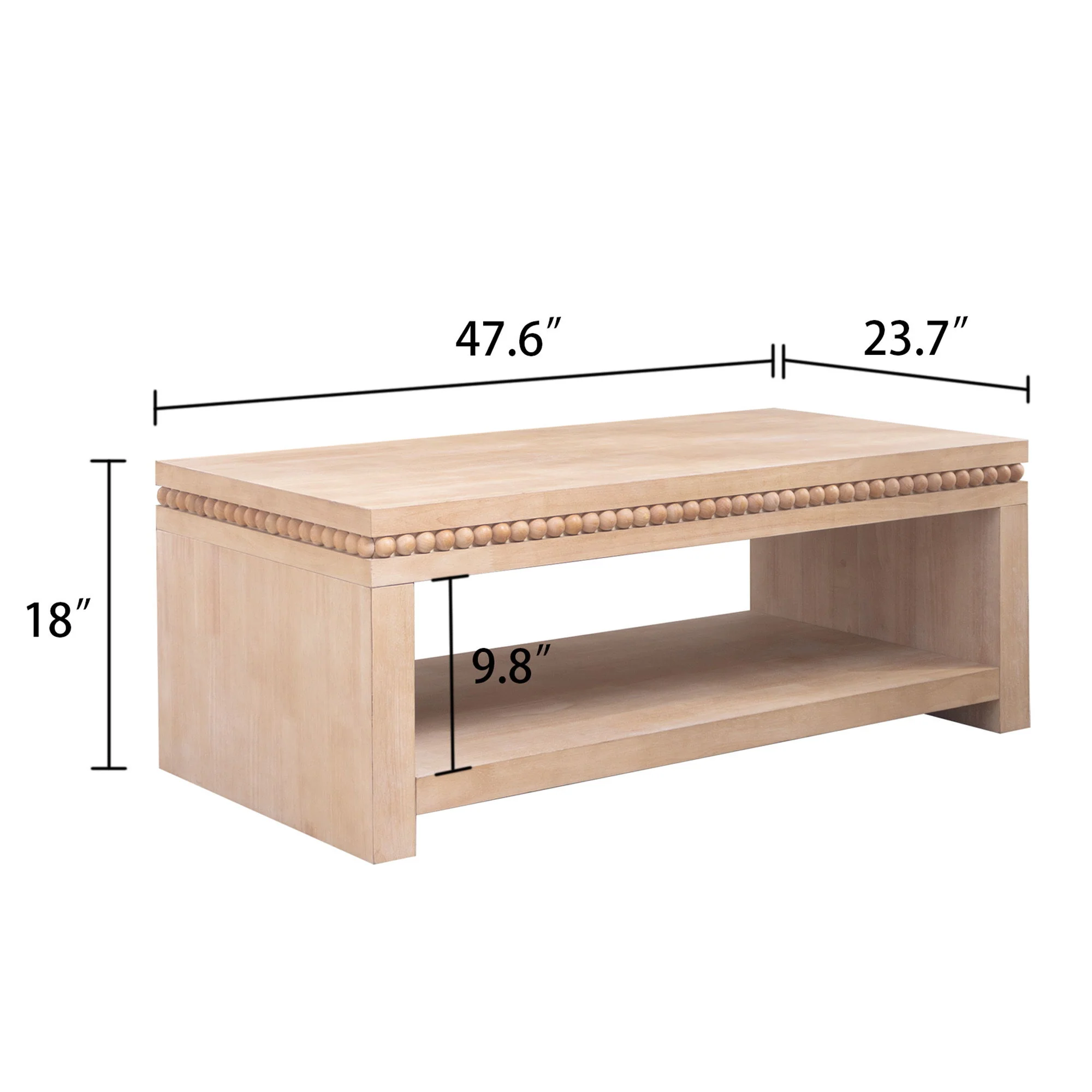 Modern Coffee Table With Beaded Trim - Image 3