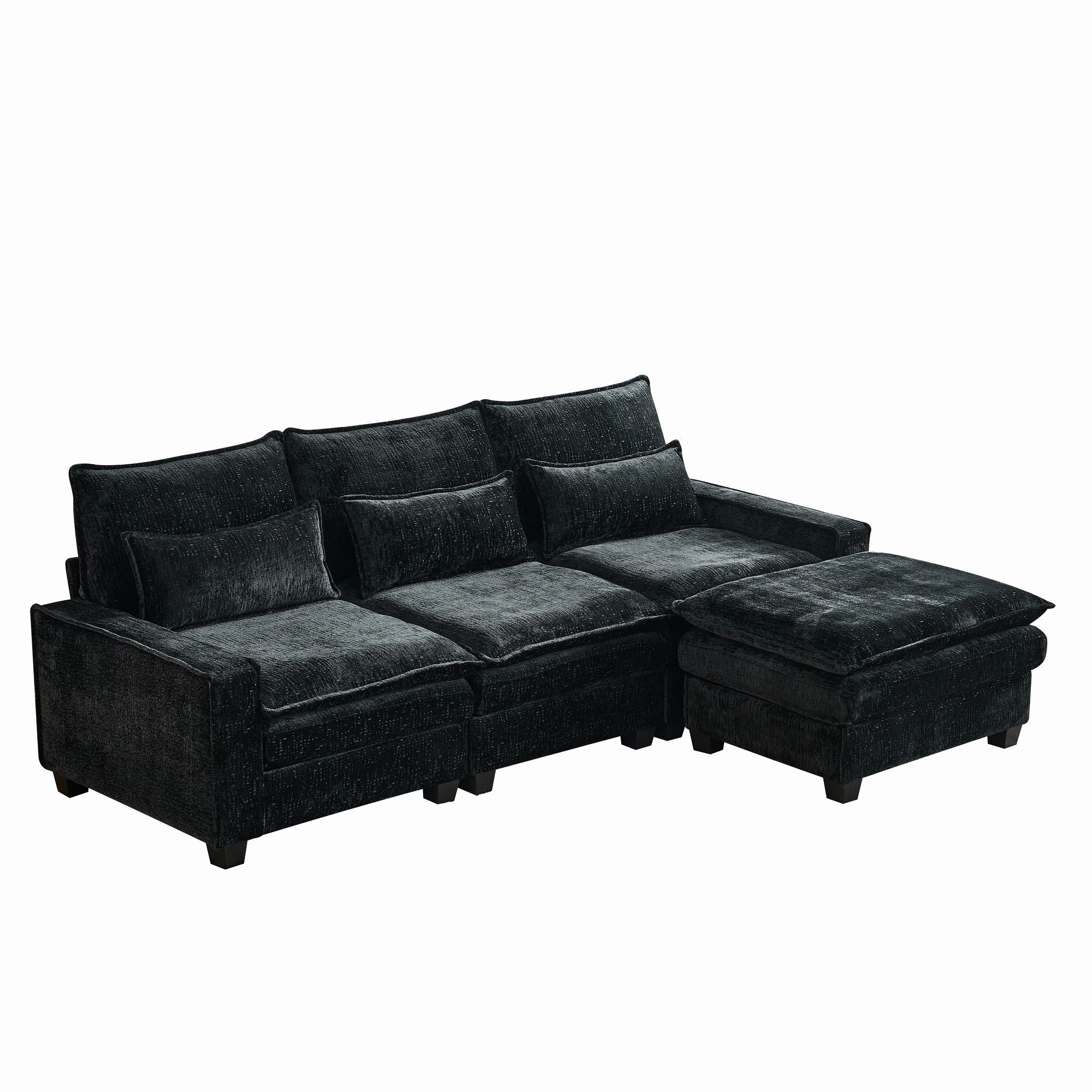 Modern Comfy L Shaped Sectional Sofa With Movable Ottoman - Image 2