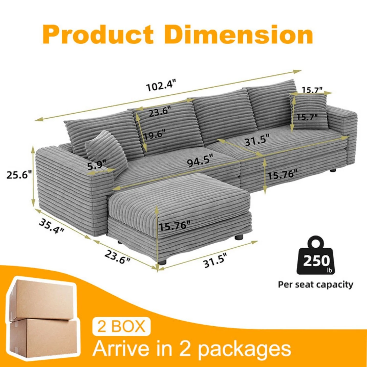 Modern Comfy Upholstered Sofa Cloud Couch & Deep Seat Couches - Image 14