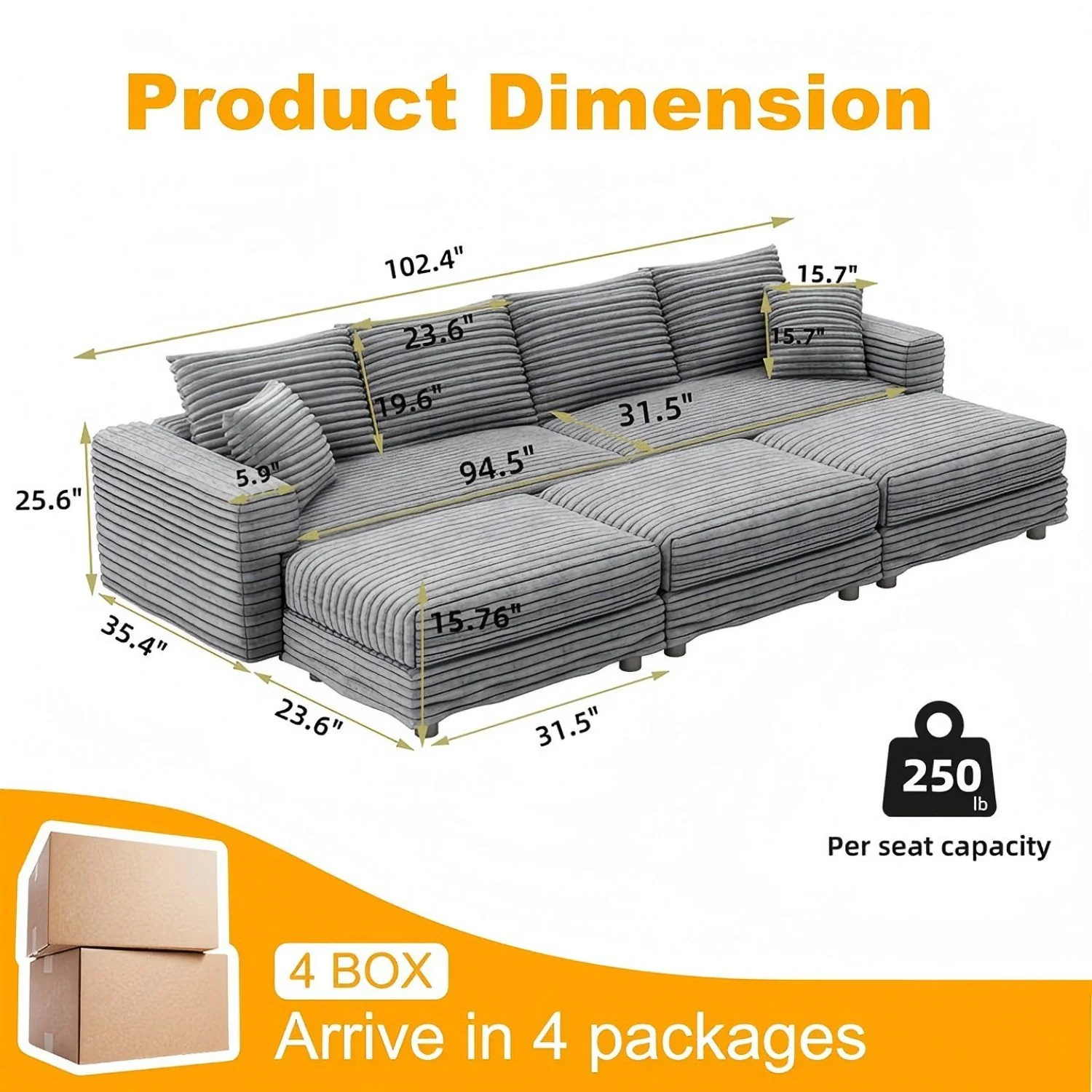 Modern Comfy Upholstered Sofa Cloud Couch & Deep Seat Couches - Image 18