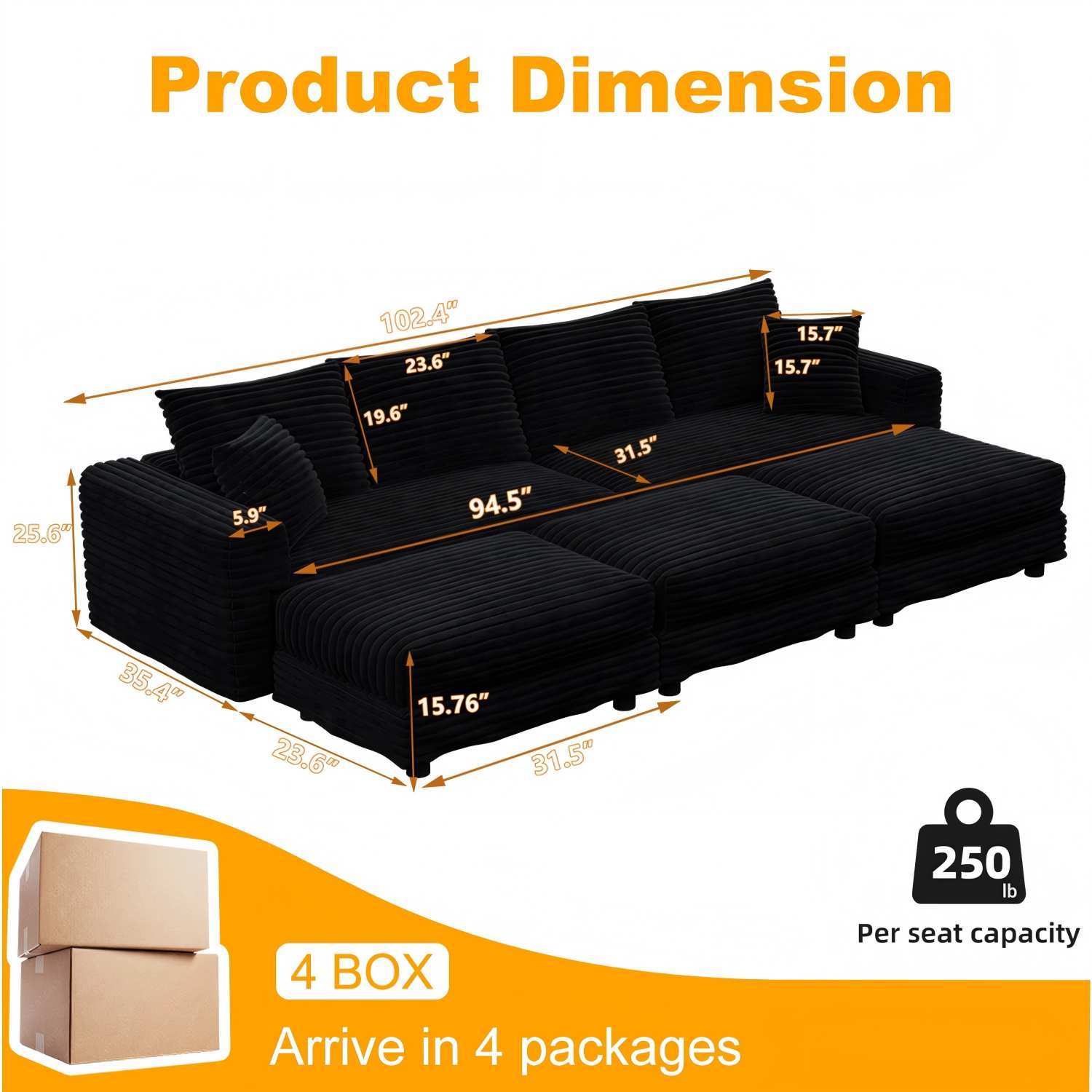 Modern Comfy Upholstered Sofa Cloud Couch & Deep Seat Couches - Image 22