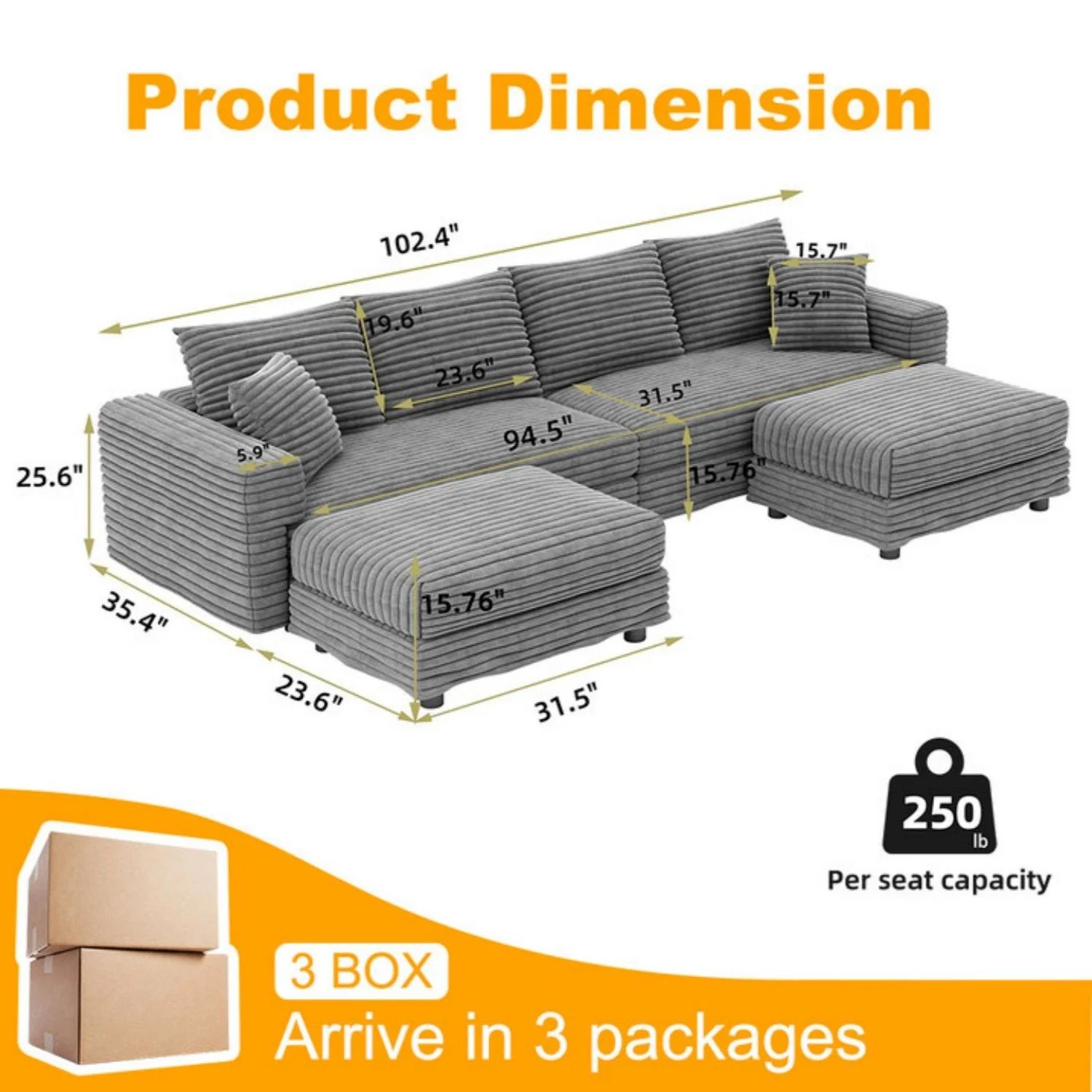 Modern Comfy Upholstered Sofa Cloud Couch & Deep Seat Couches - Image 23