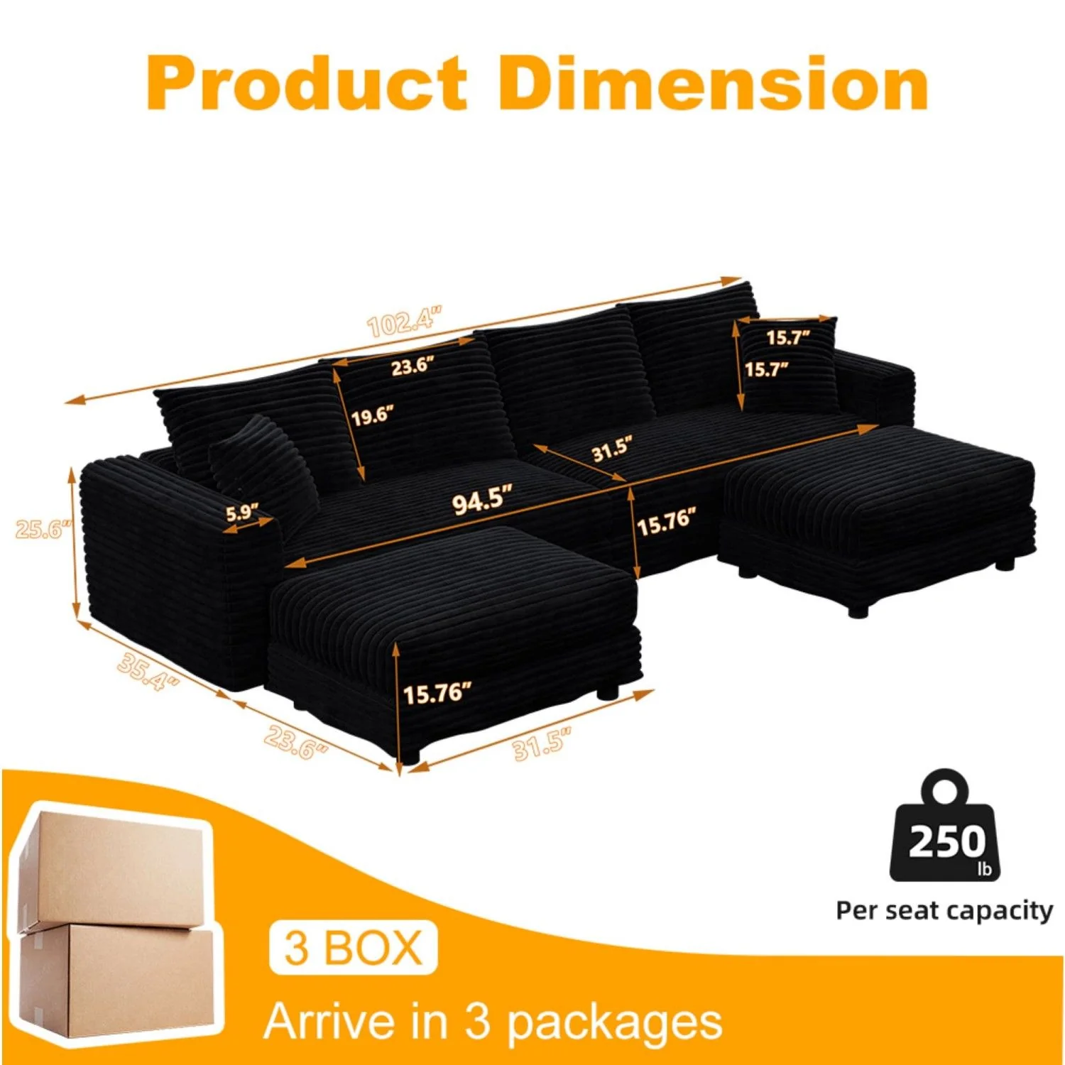 Modern Comfy Upholstered Sofa Cloud Couch & Deep Seat Couches - Image 24