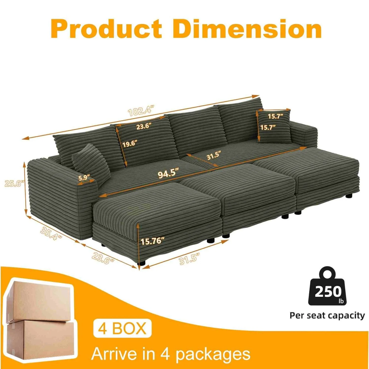 Modern Comfy Upholstered Sofa Cloud Couch & Deep Seat Couches - Image 35