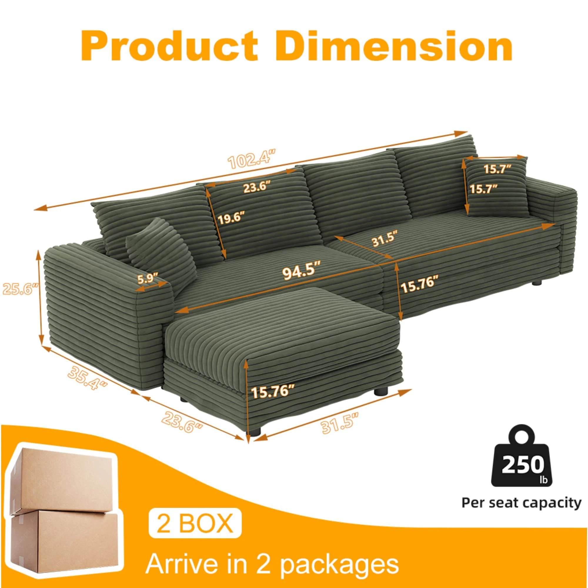 Modern Comfy Upholstered Sofa Cloud Couch & Deep Seat Couches - Image 42