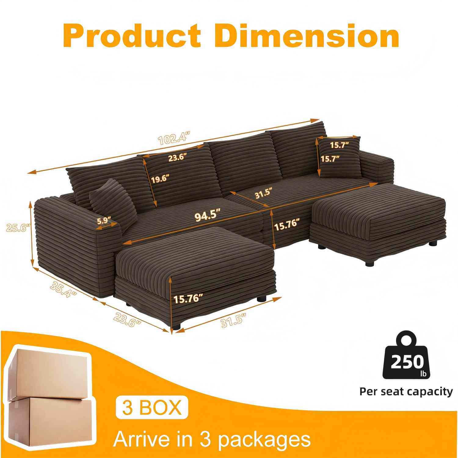 Modern Comfy Upholstered Sofa Cloud Couch & Deep Seat Couches - Image 44