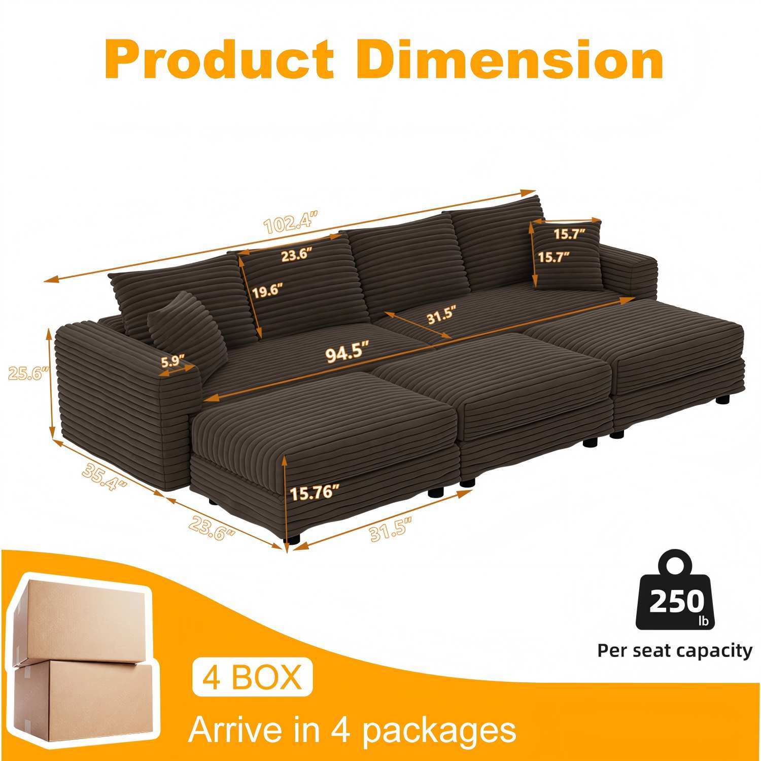 Modern Comfy Upholstered Sofa Cloud Couch & Deep Seat Couches - Image 46