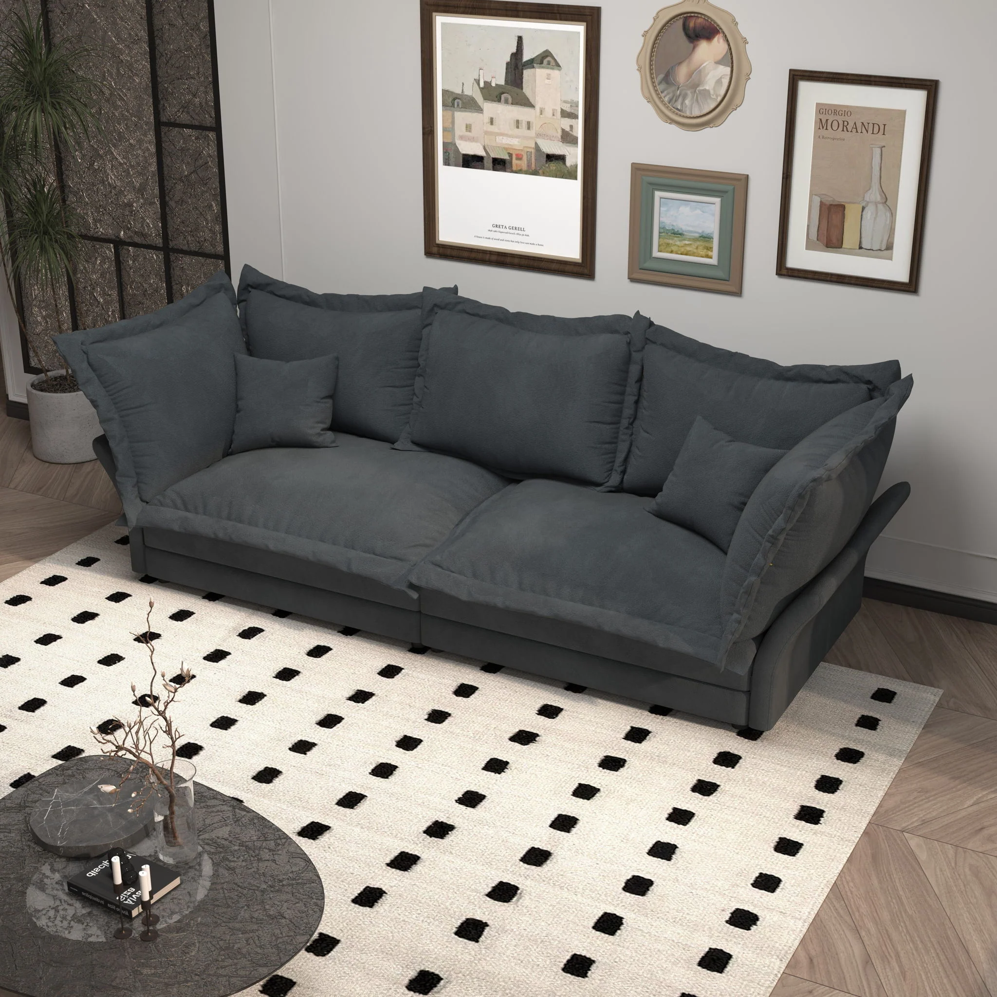 Modern Comfy Upholstered Sofa Cloud Couch, Deep Seat Couches With Multiple Large Soft Pillows - Image 5