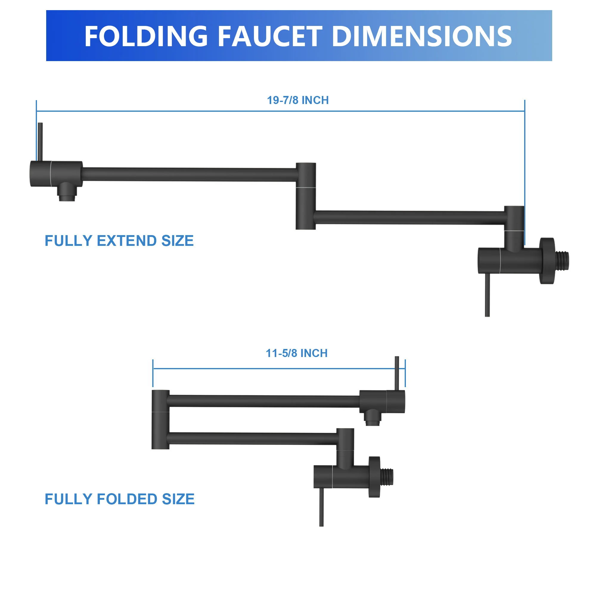 Modern Design Pot Filler Faucet Wall Mount Kitchen Sink, Folding Stretchable - Image 6