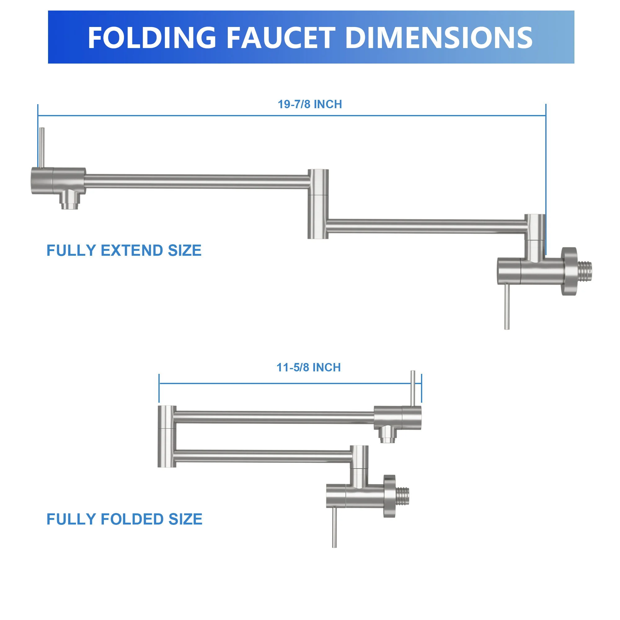 Modern Design Pot Filler Faucet Wall Mount Kitchen Sink, Folding Stretchable - Image 8