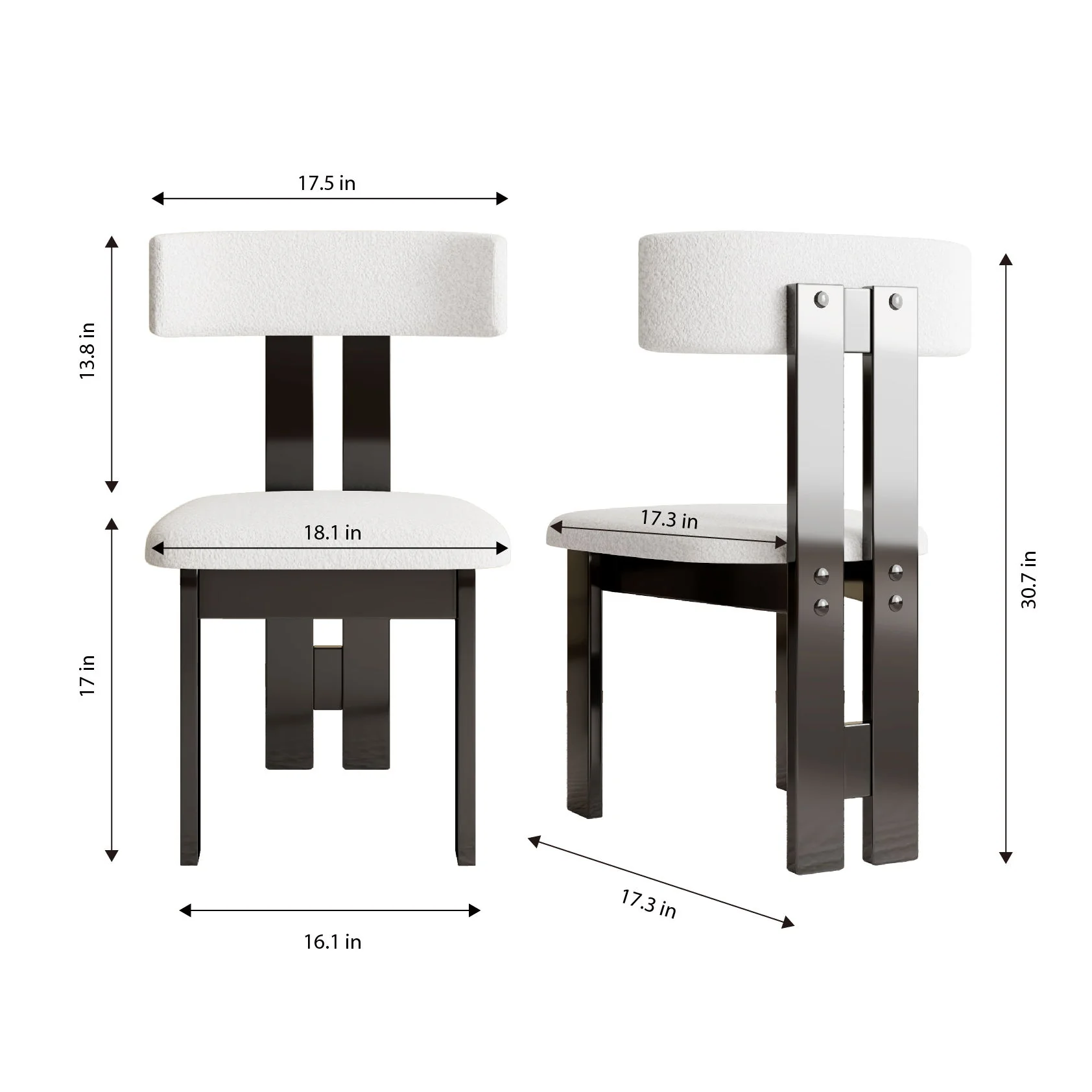 Modern Dining Chairs, Vertical Backrest Kitchen Chairs For Dining Room (Set of 2) - White - Image 3
