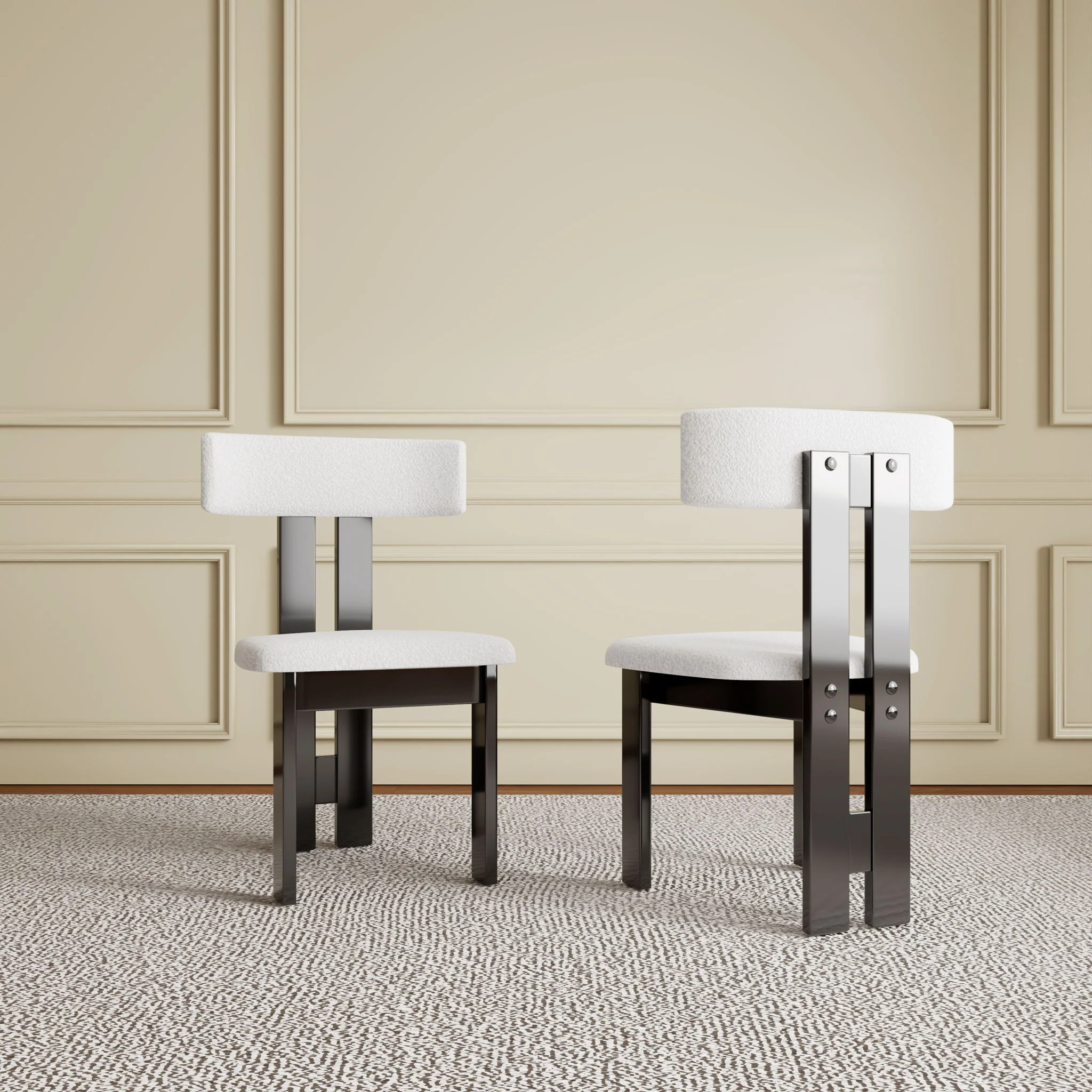 Modern Dining Chairs, Vertical Backrest Kitchen Chairs For Dining Room (Set of 2) - White - Image 4