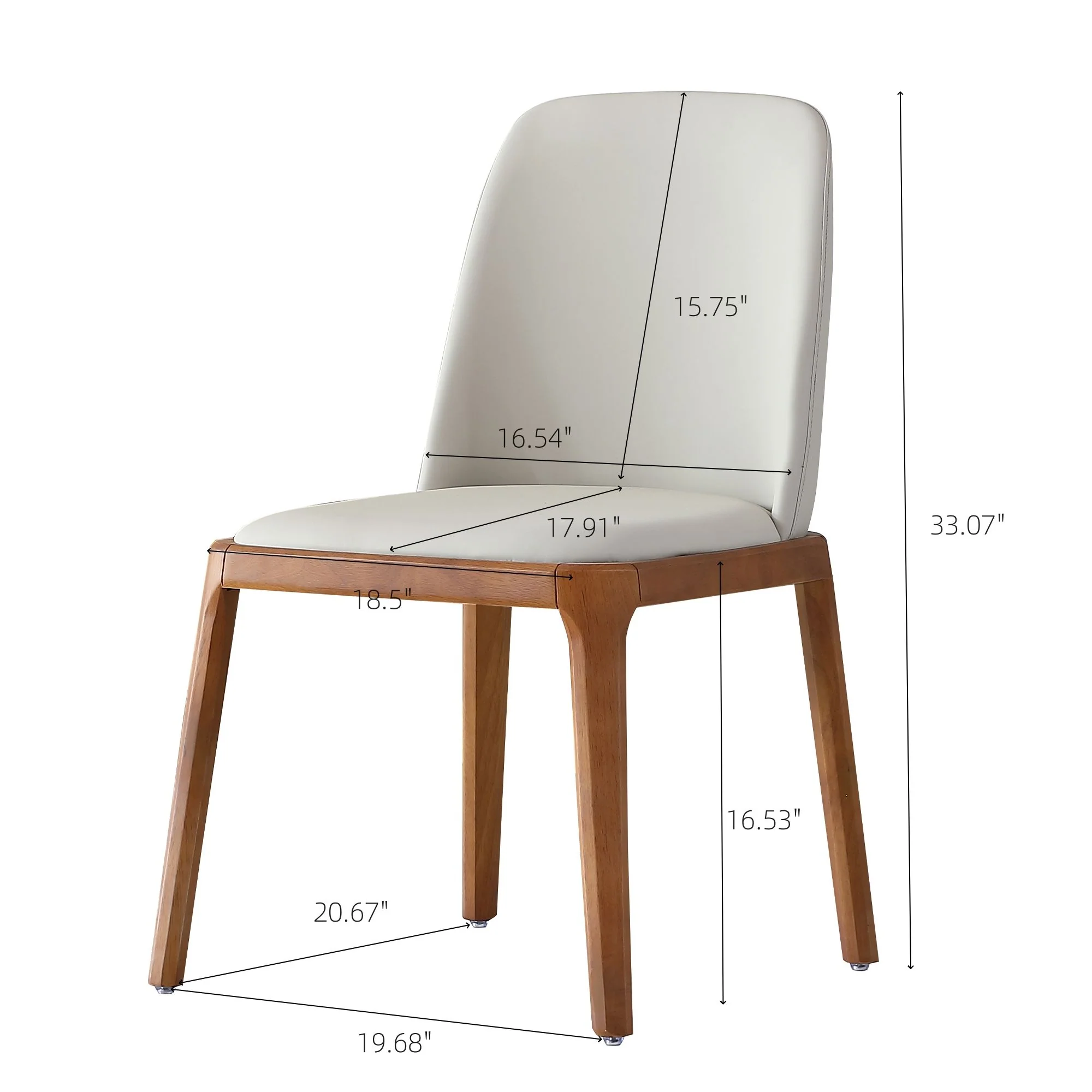 Modern Dining Chairs, Wooden Legs (Set of 2) - Gray - Image 2