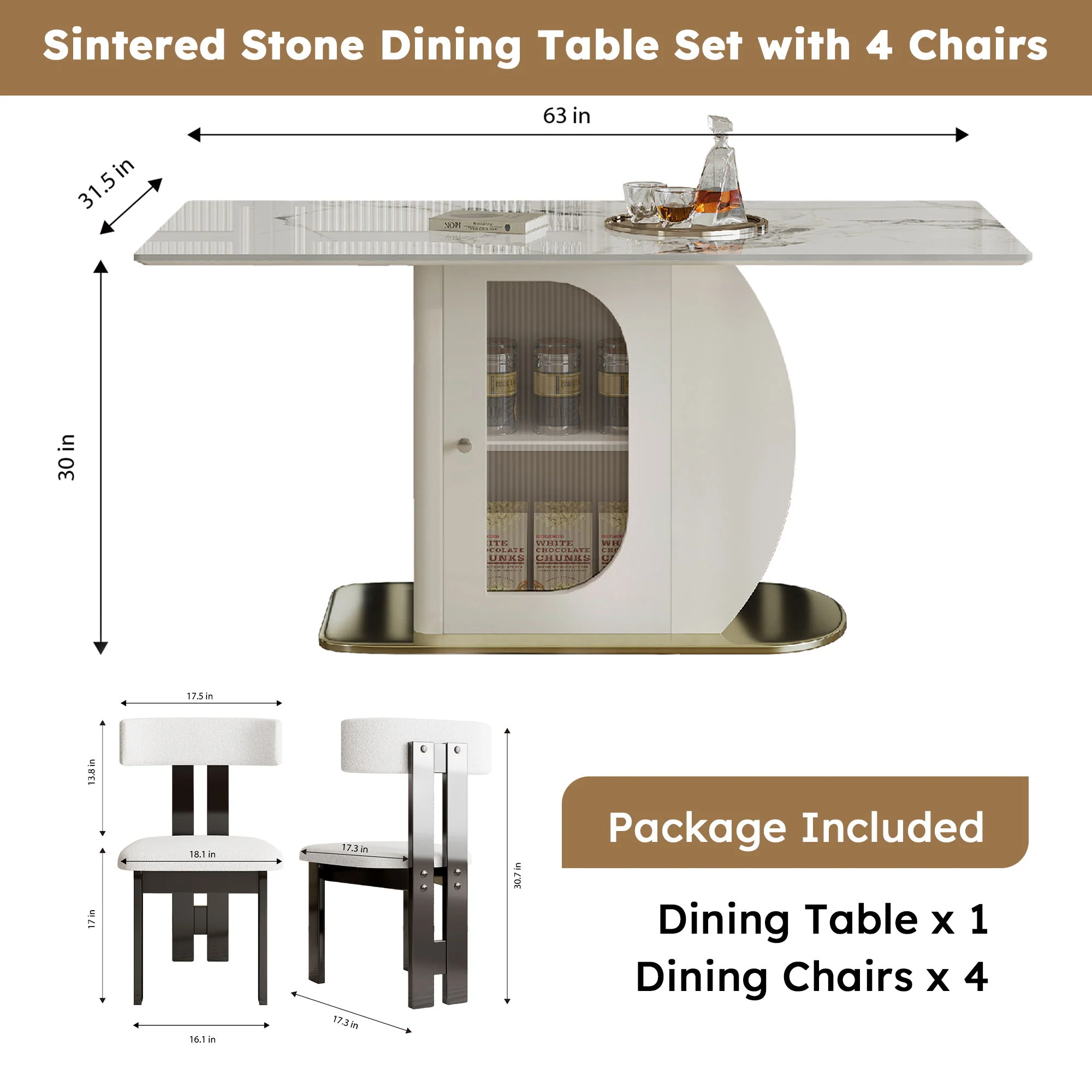 Modern Dining Table Set With Storage, Includes Chairs - Image 5
