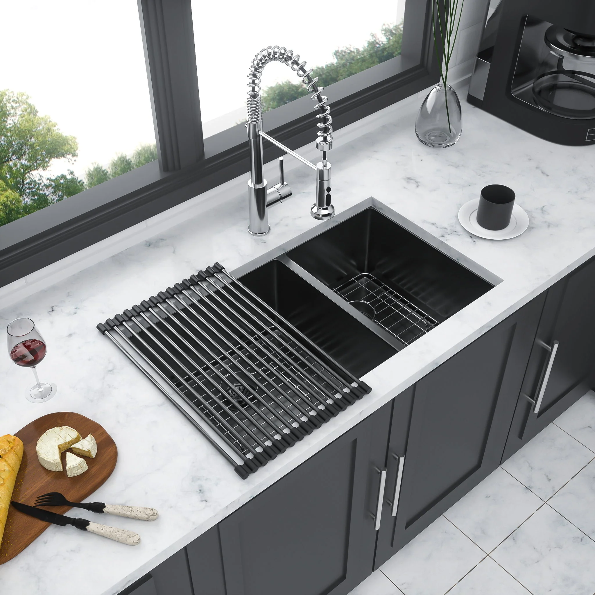 Modern Double Bowl Undermount Kitchen Sink 50 / 50 Design Stainless Steel - Image 13