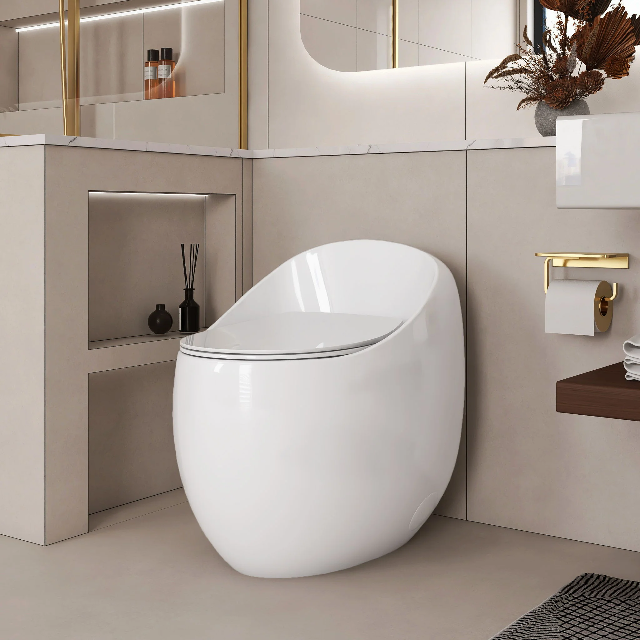 Modern Egg Shape Toilet 1.28 Gpf Single Flush Ceramic - Image 6