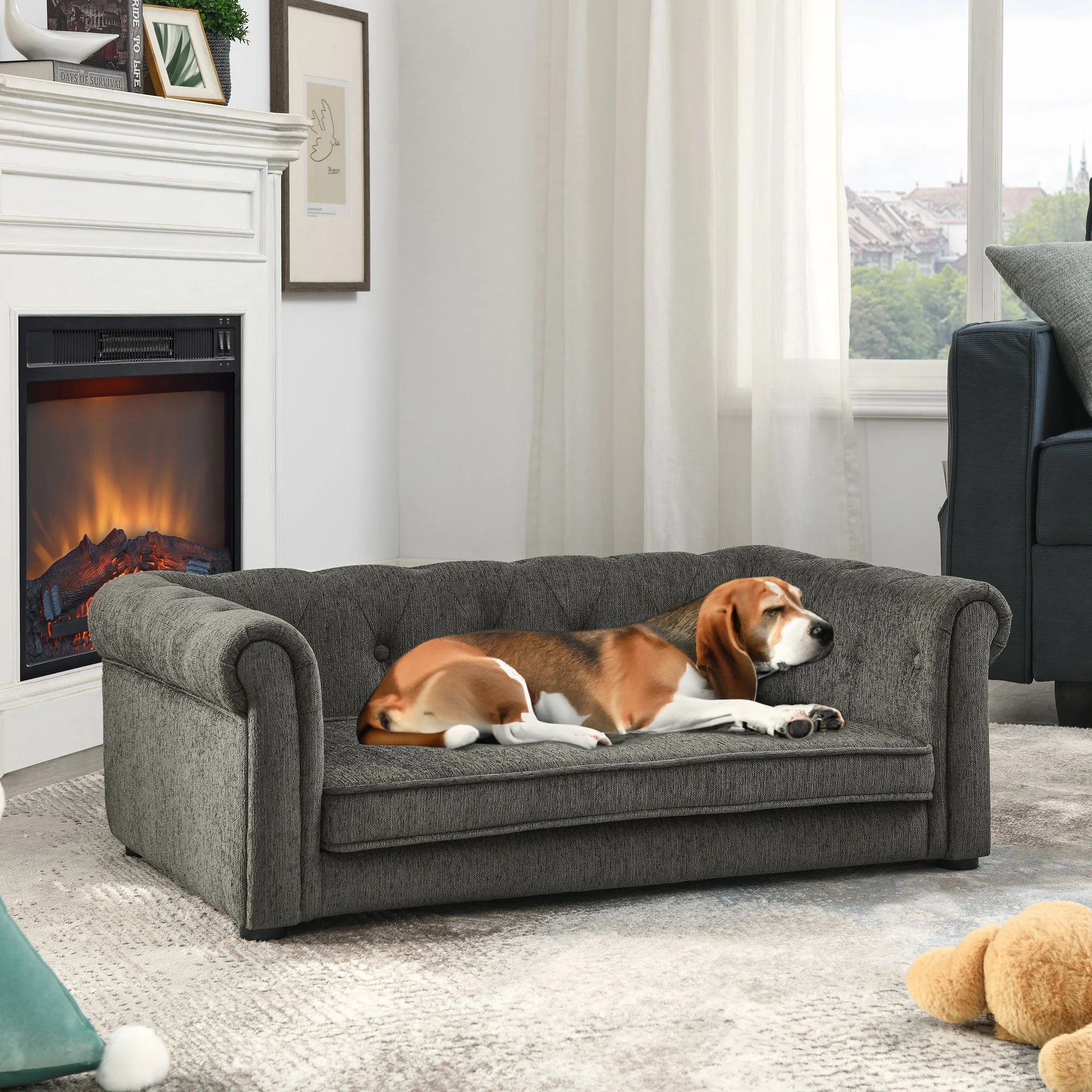 Modern Elegant Rectangle Pet Bed, Durable Elevated Dog Sofa - Image 18