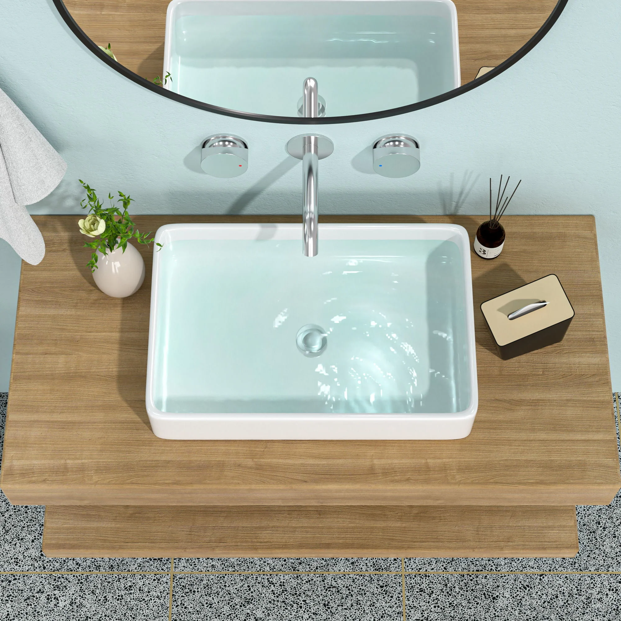 Modern European Design Ceramic Rectangular Vessel Bathroom Sink - Image 15