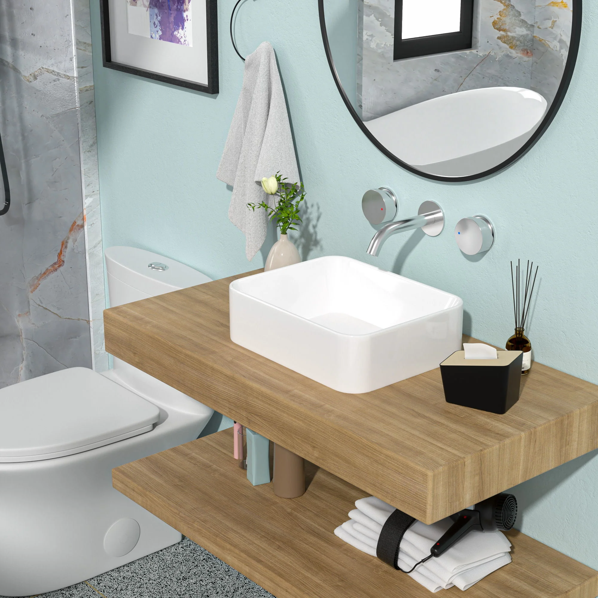 Modern European Design Ceramic Rectangular Vessel Bathroom Sink - Image 7