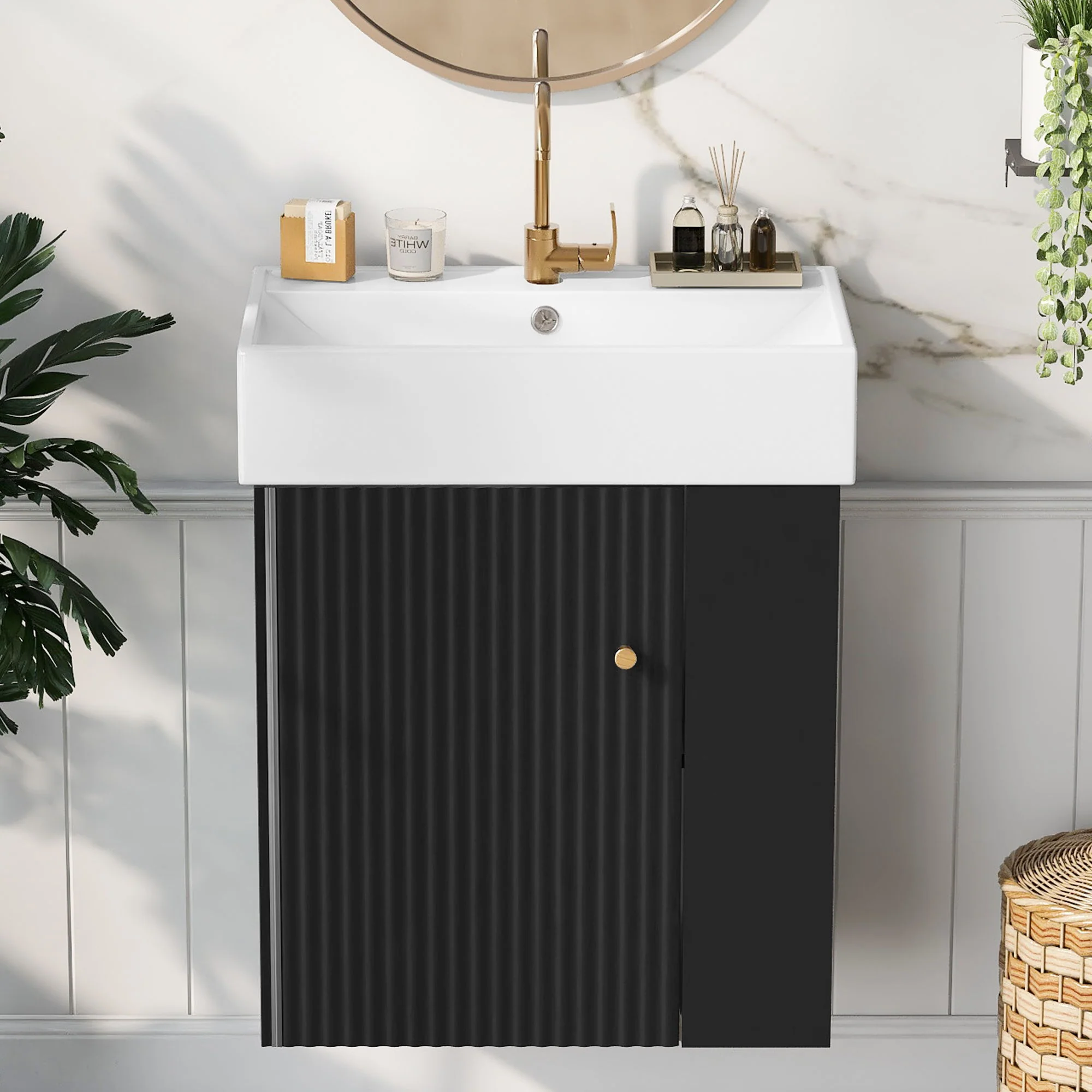 Modern Floating Bathroom Vanity With Ceramic Basin Perfect For Small Bathrooms - Image 11