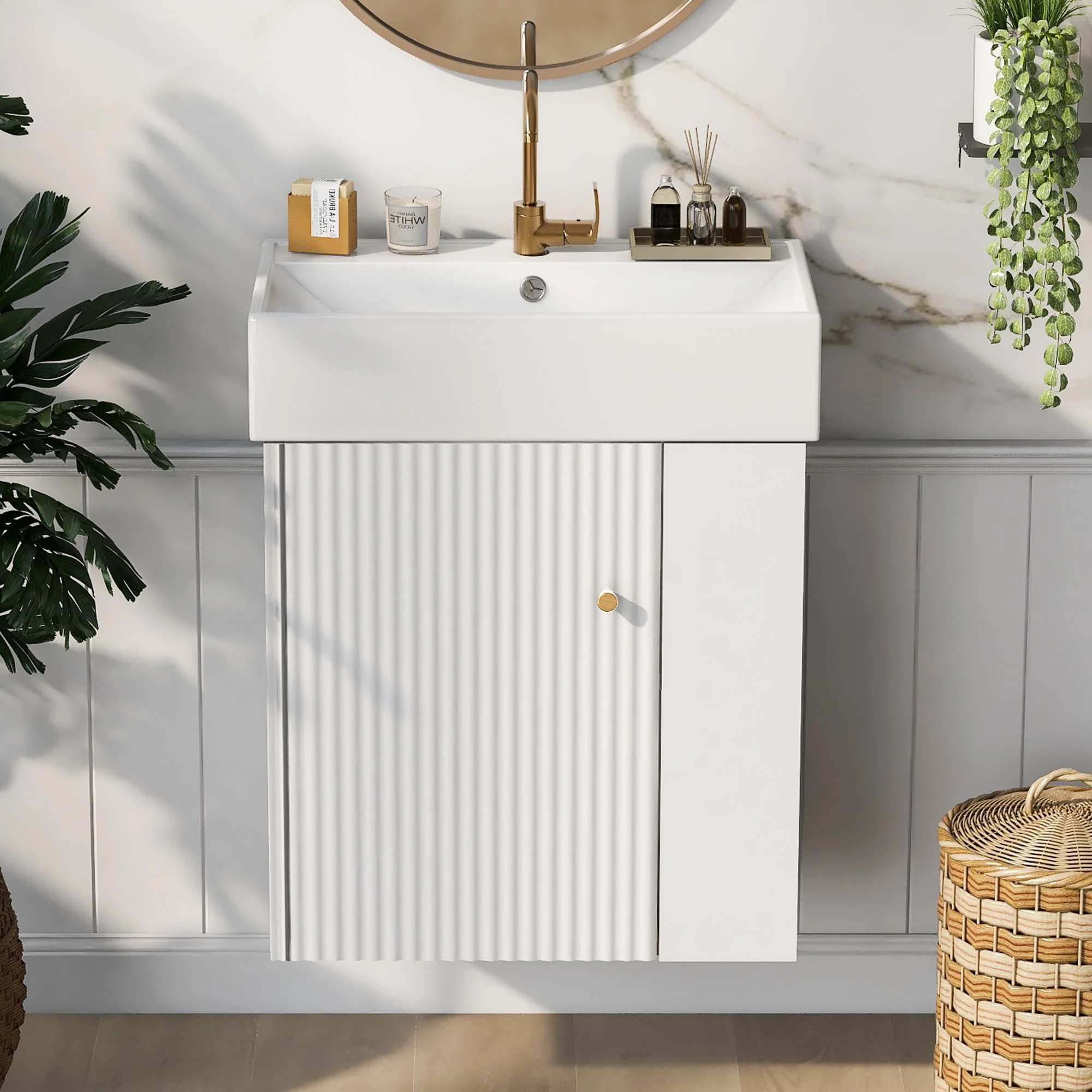 Modern Floating Bathroom Vanity With Ceramic Basin Perfect For Small Bathrooms - Image 15