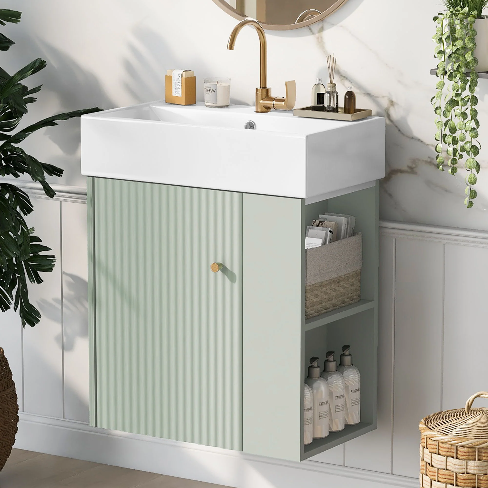 Modern Floating Bathroom Vanity With Ceramic Basin Perfect For Small Bathrooms - Image 16
