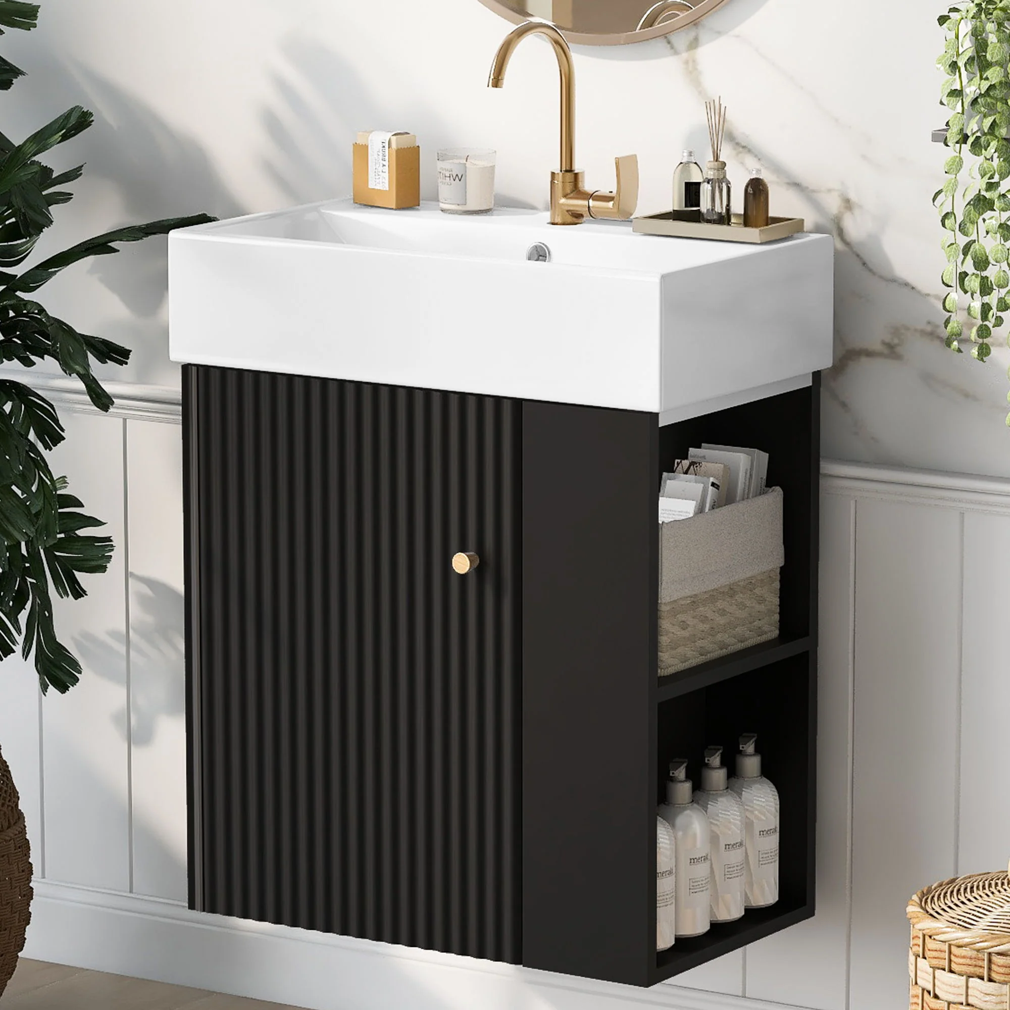 Modern Floating Bathroom Vanity With Ceramic Basin Perfect For Small Bathrooms - Image 17