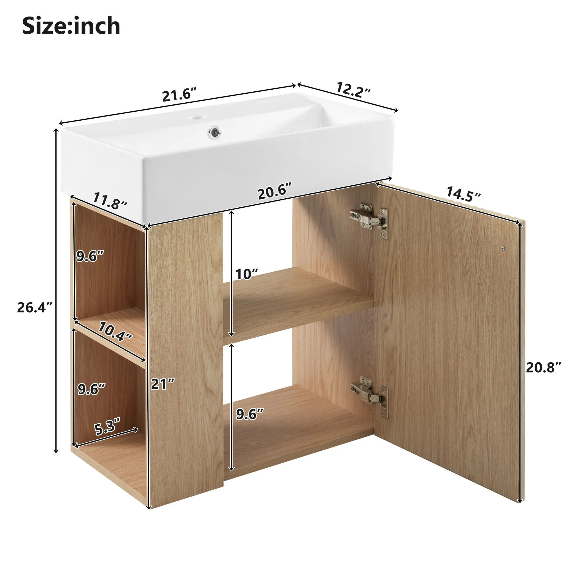 Modern Floating Bathroom Vanity With Ceramic Basin Perfect For Small Bathrooms - Image 20