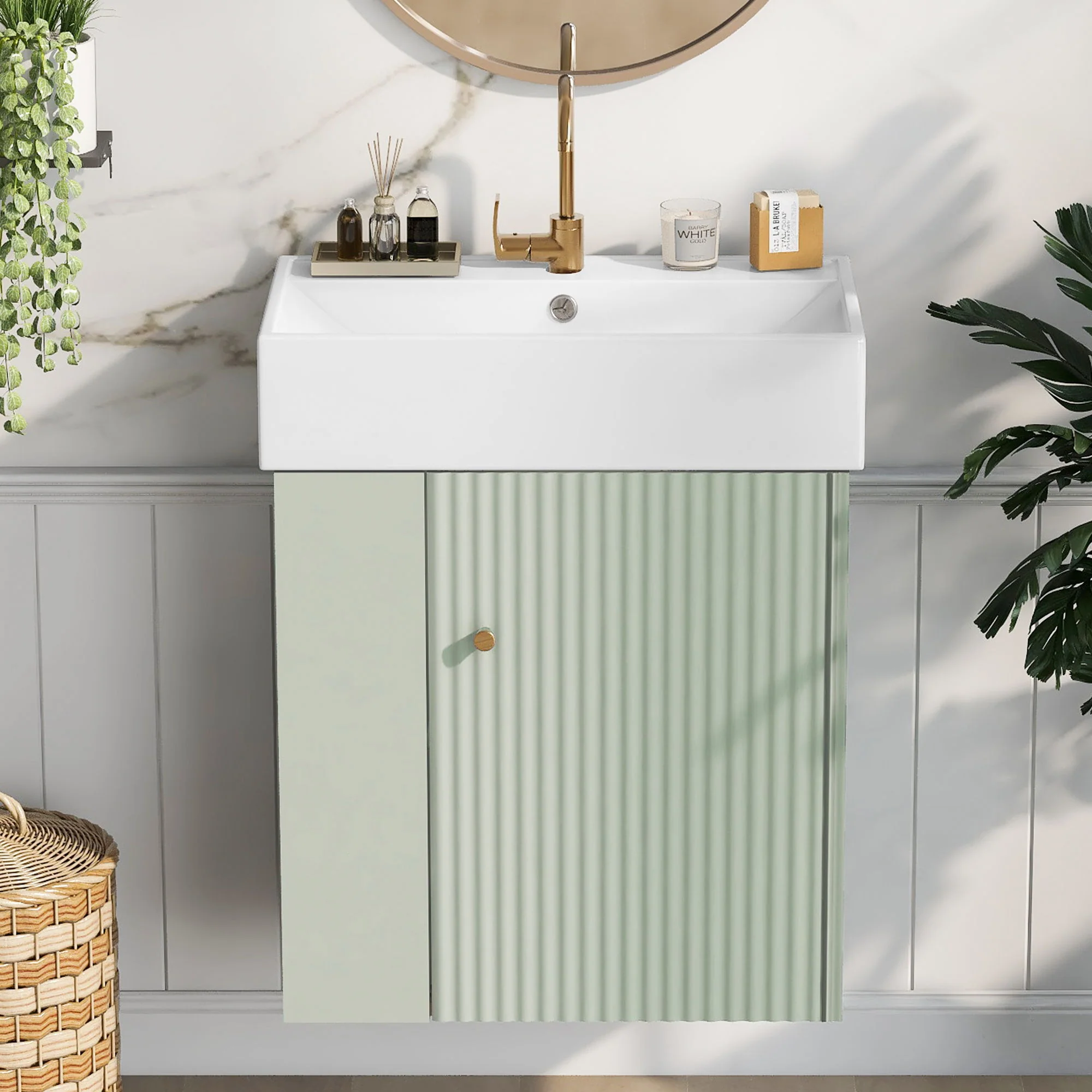 Modern Floating Bathroom Vanity With Ceramic Basin Perfect For Small Bathrooms - Image 29