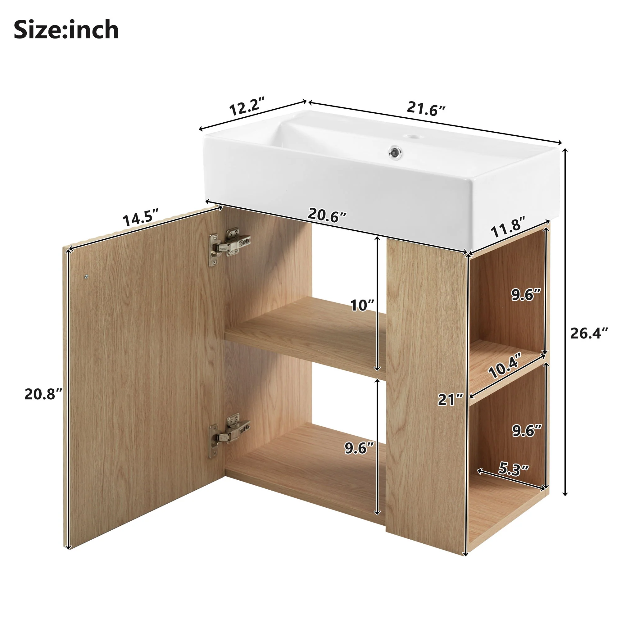 Modern Floating Bathroom Vanity With Ceramic Basin Perfect For Small Bathrooms - Image 31