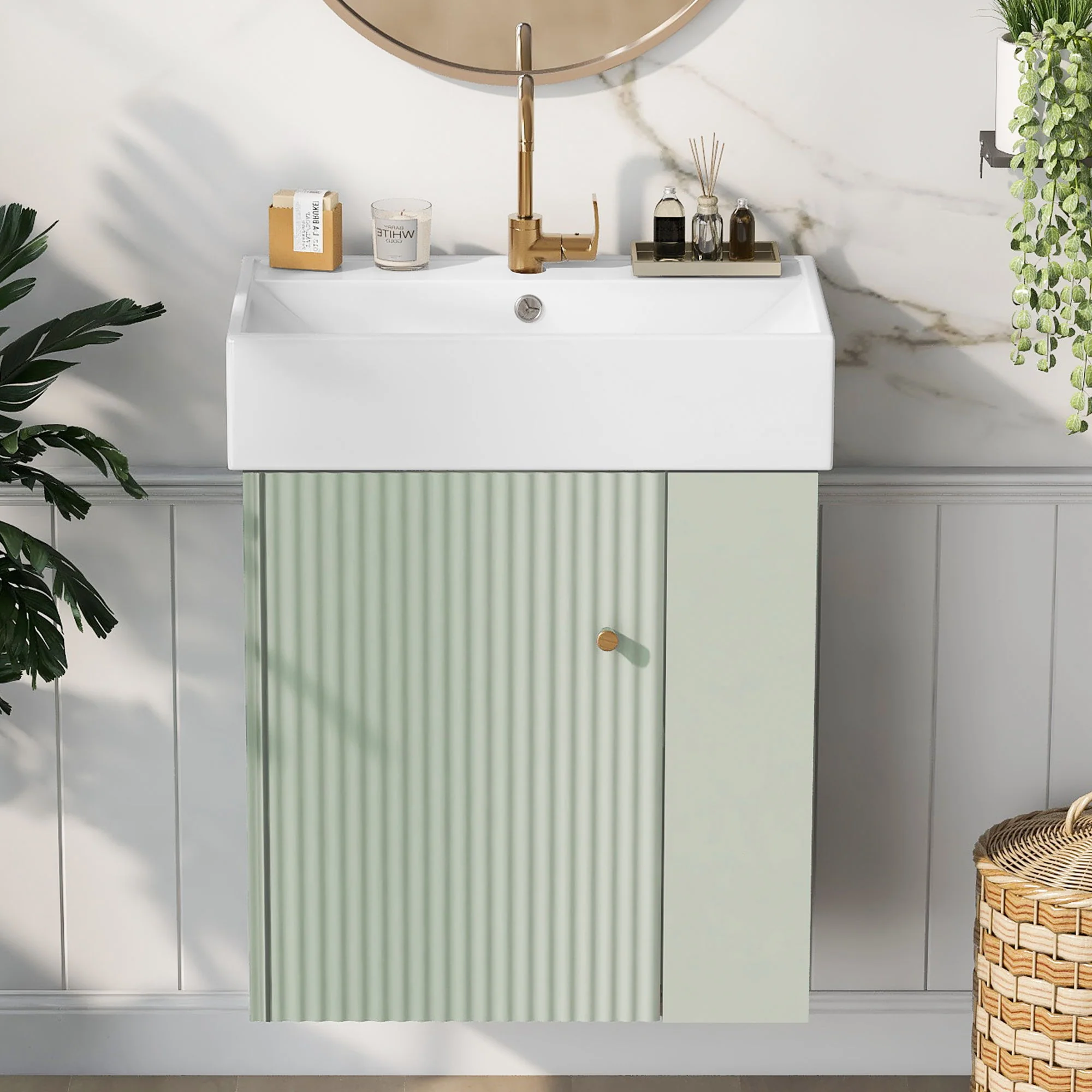 Modern Floating Bathroom Vanity With Ceramic Basin Perfect For Small Bathrooms - Image 33
