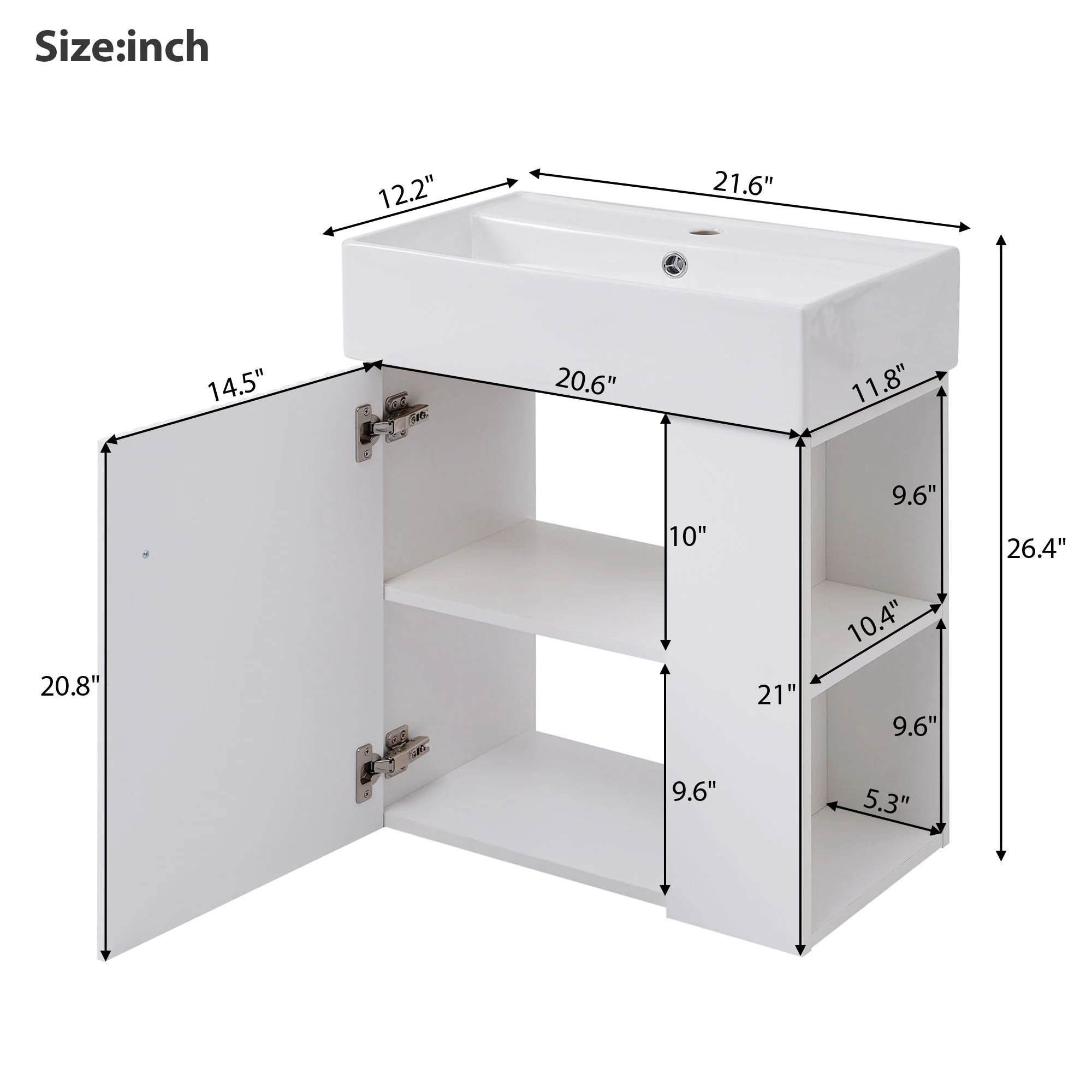 Modern Floating Bathroom Vanity With Ceramic Basin Perfect For Small Bathrooms - Image 36