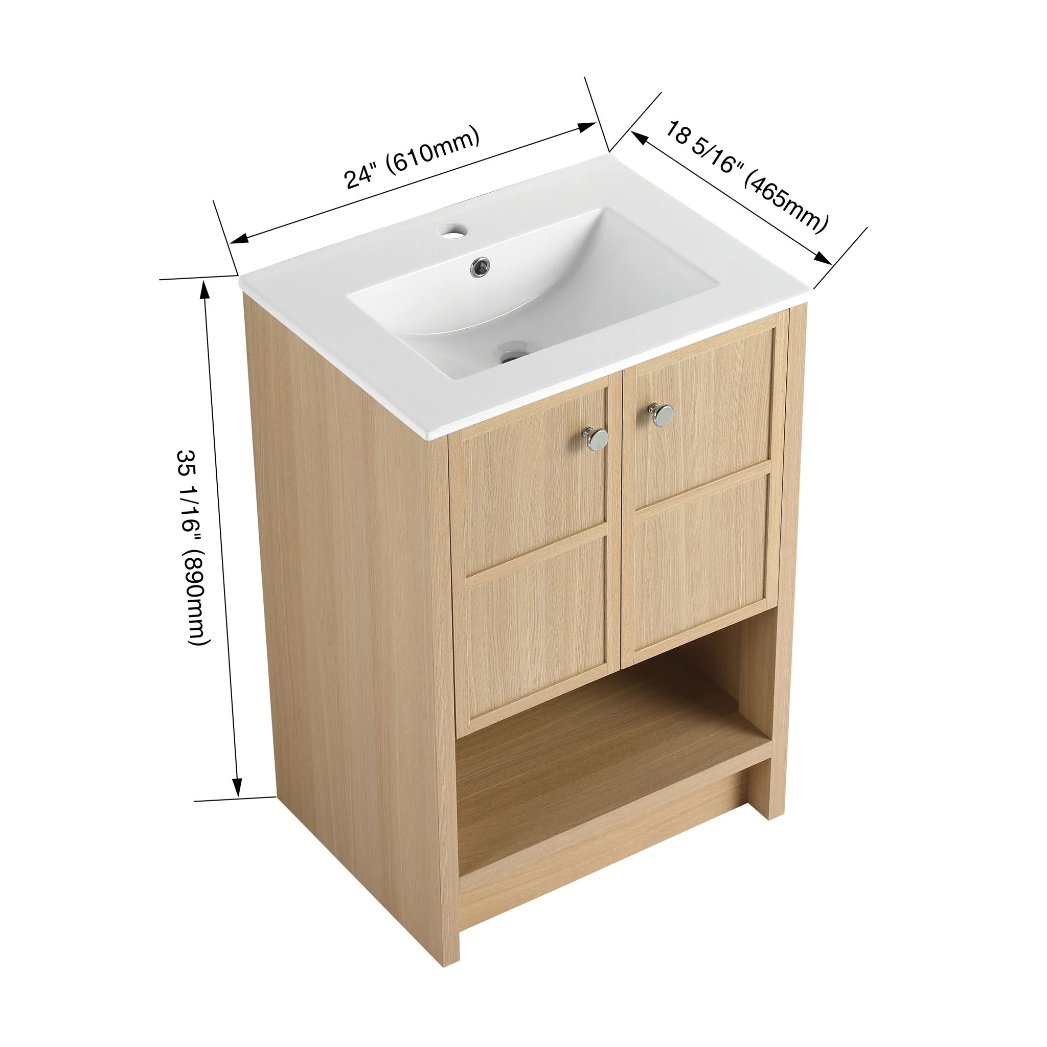 Modern Freestanding Bathroom Vanity With Ceramic Sink And Soft Closing Doors - Image 6