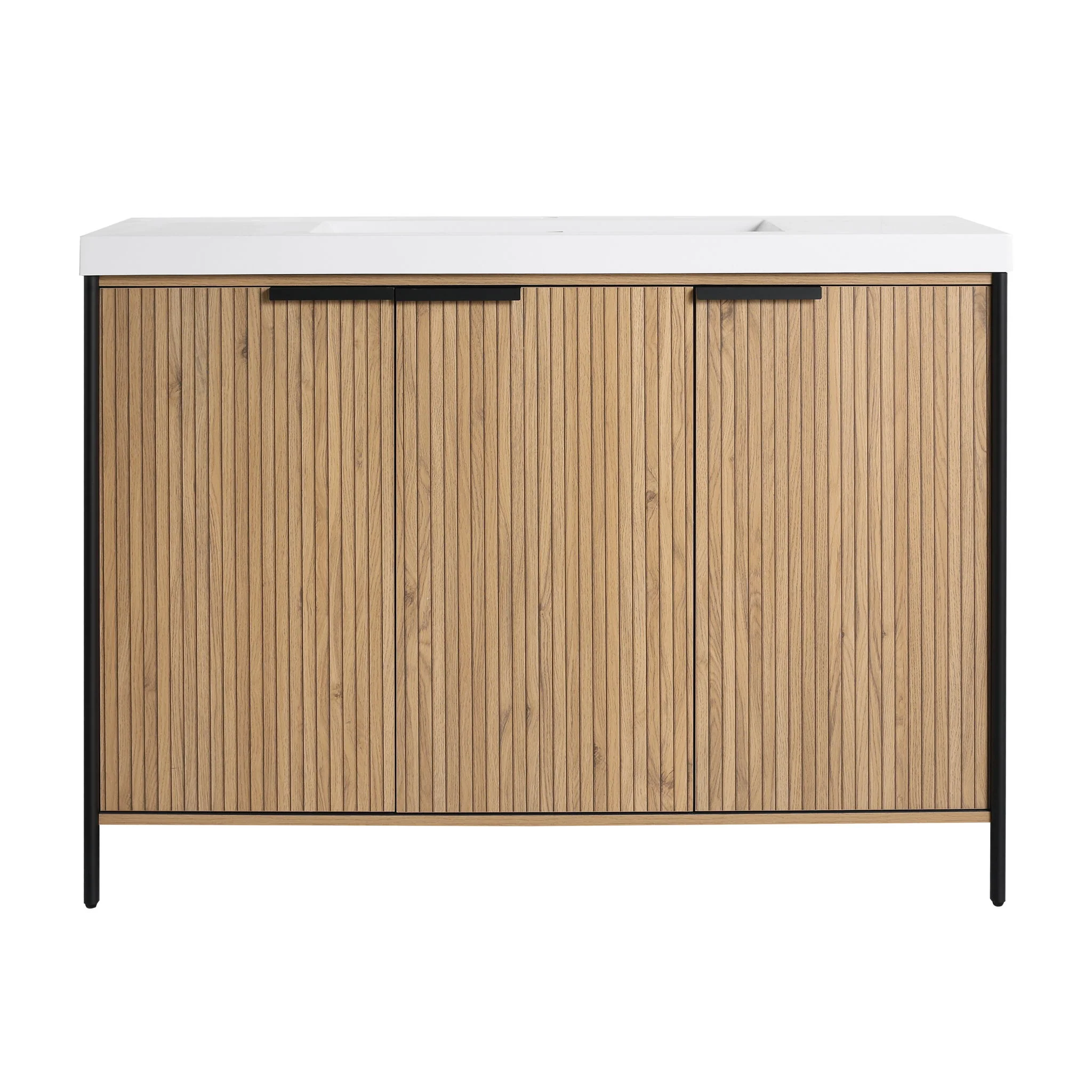 Modern Freestanding Bathroom Vanity With Resin Sink & Soft Close Cabinet Doors - Image 3