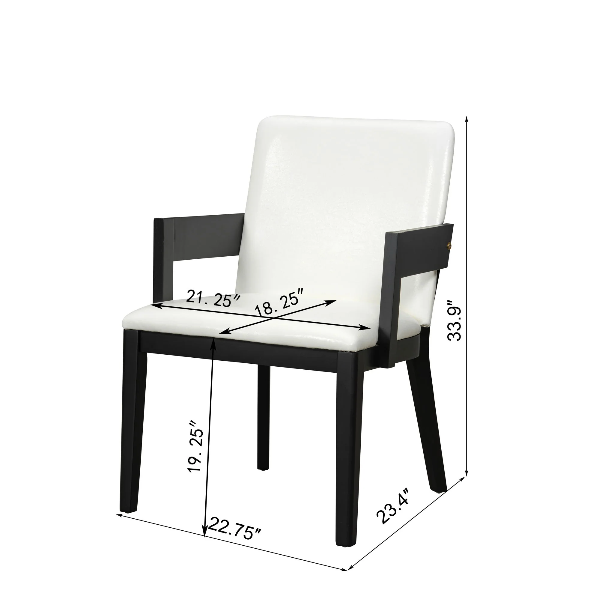 Modern Glossy Dining Chairs (Set of 2), Elegant Upholstery And Ergonomic Design - Black White - Image 2